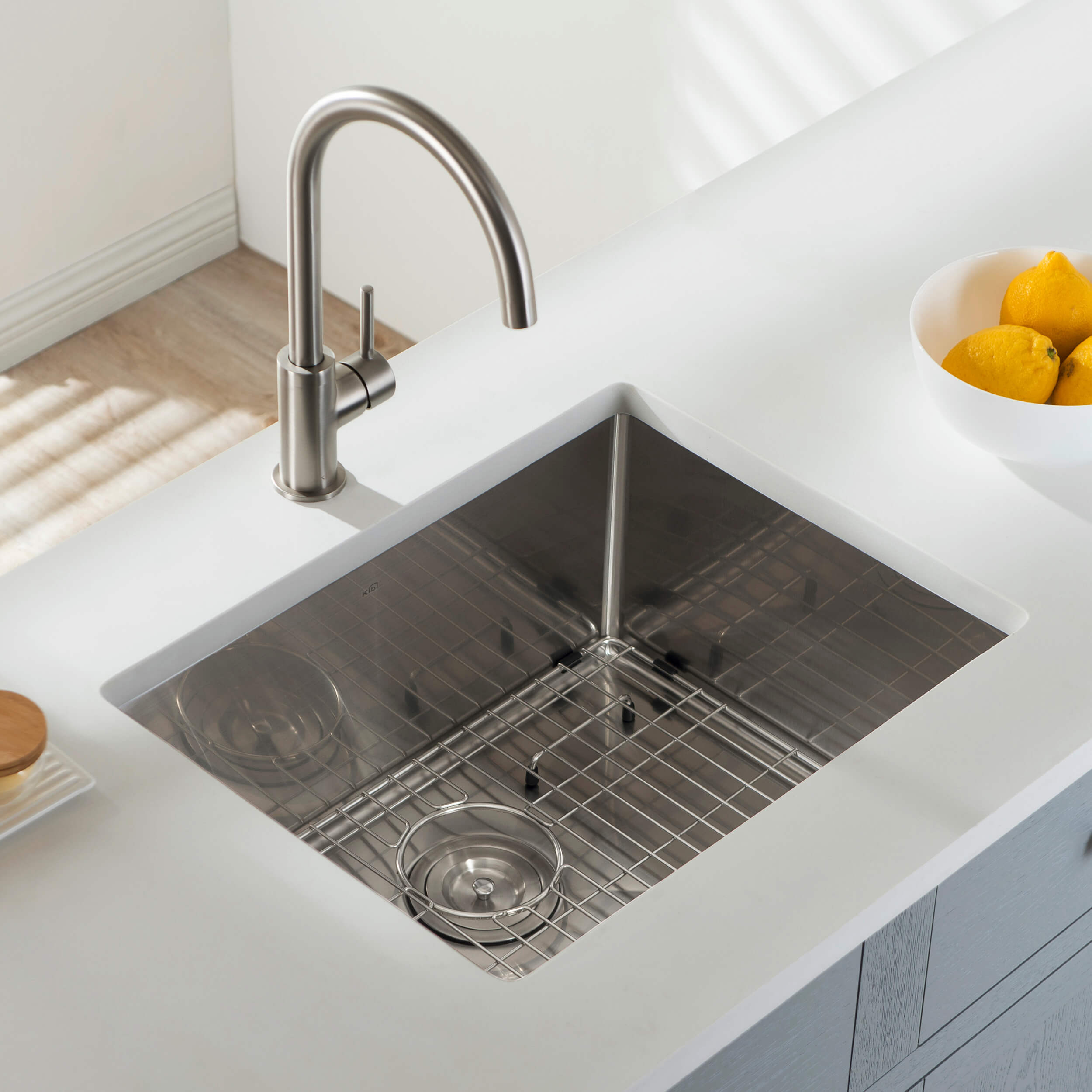 23″ Handcrafted Undermount Single Bowl 16 gauge Stainless Steel Kitchen Sink – K1-S23 view 3