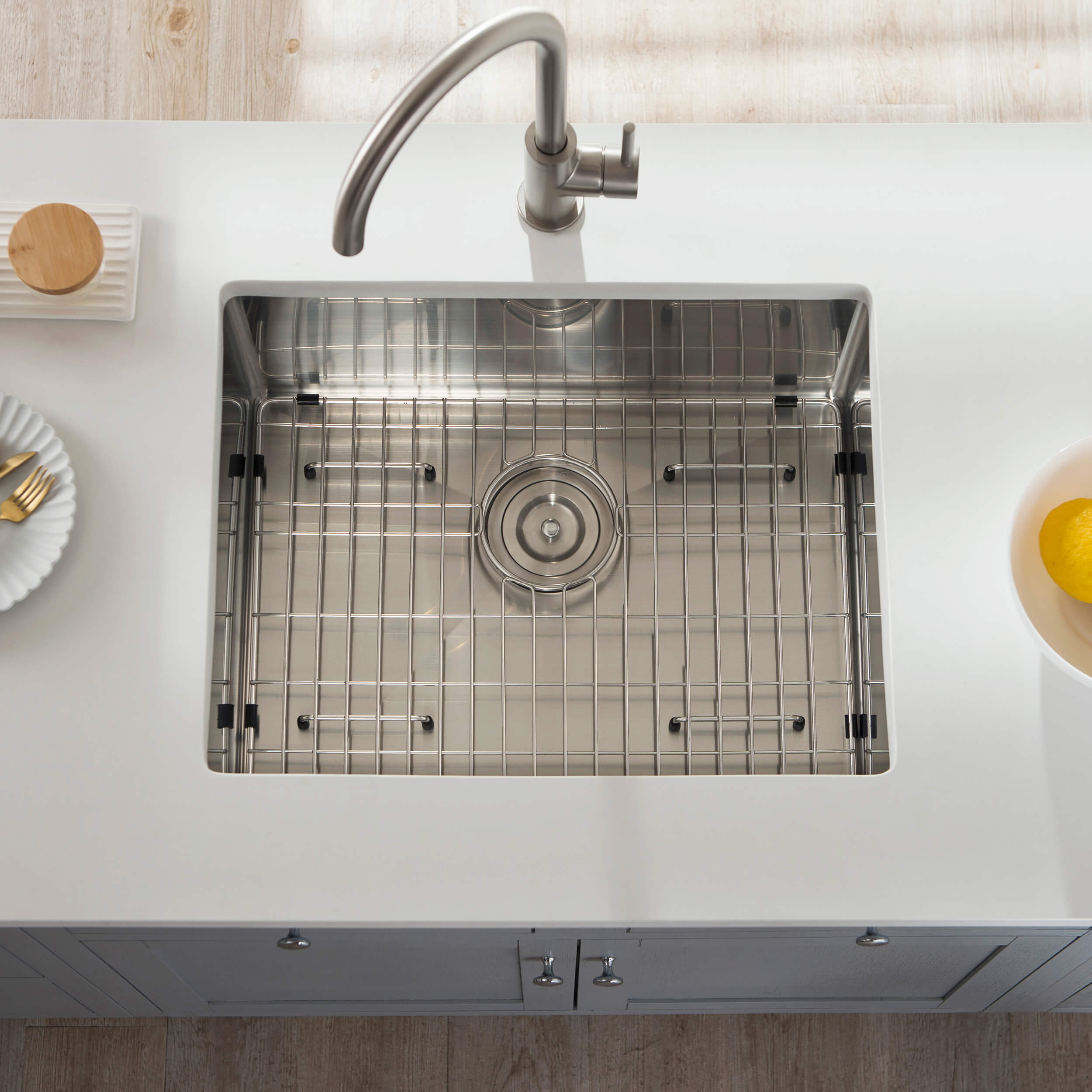 23″ Handcrafted Undermount Single Bowl 16 gauge Stainless Steel Kitchen Sink – K1-S23 view 4