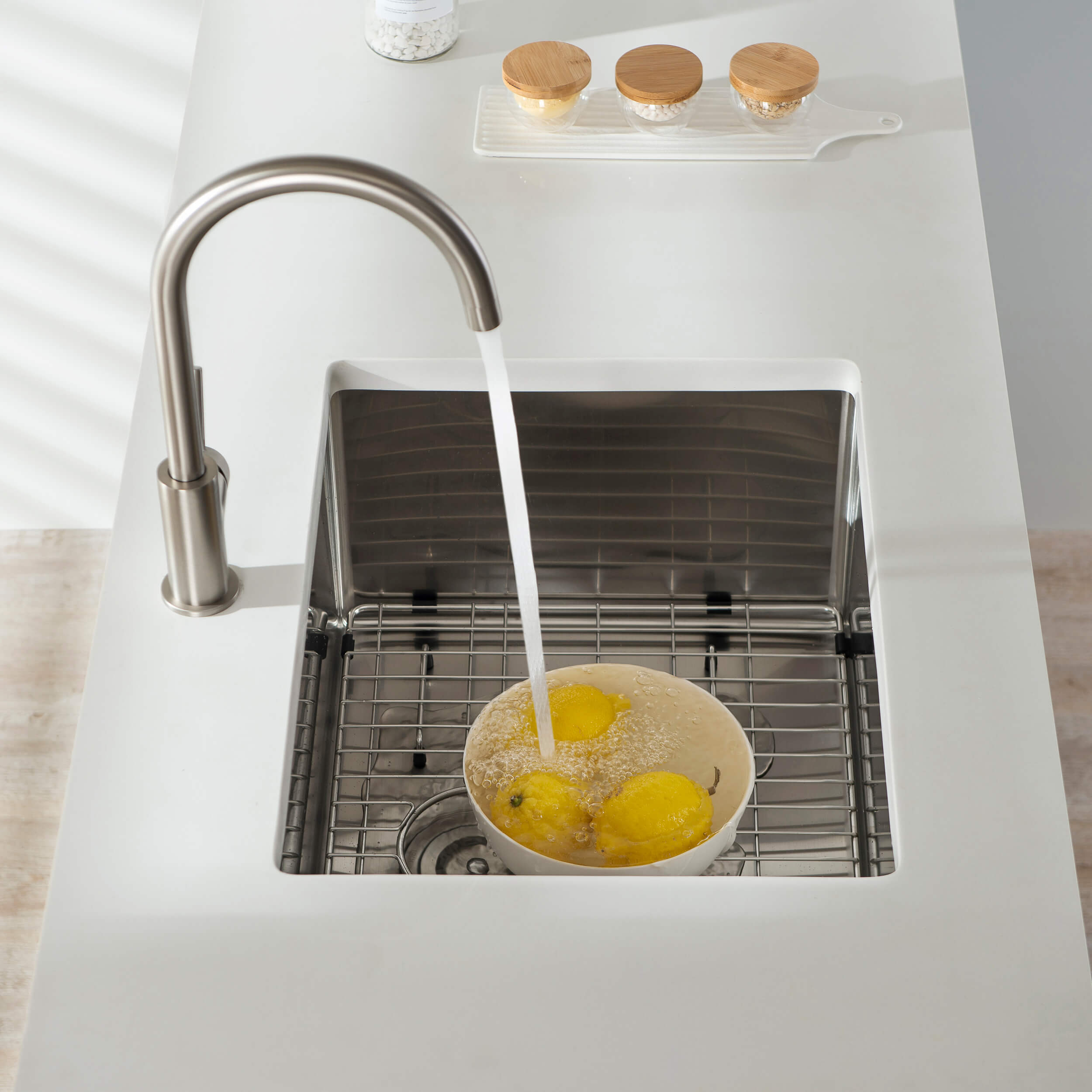 23″ Handcrafted Undermount Single Bowl 16 gauge Stainless Steel Kitchen Sink – K1-S23 view 5