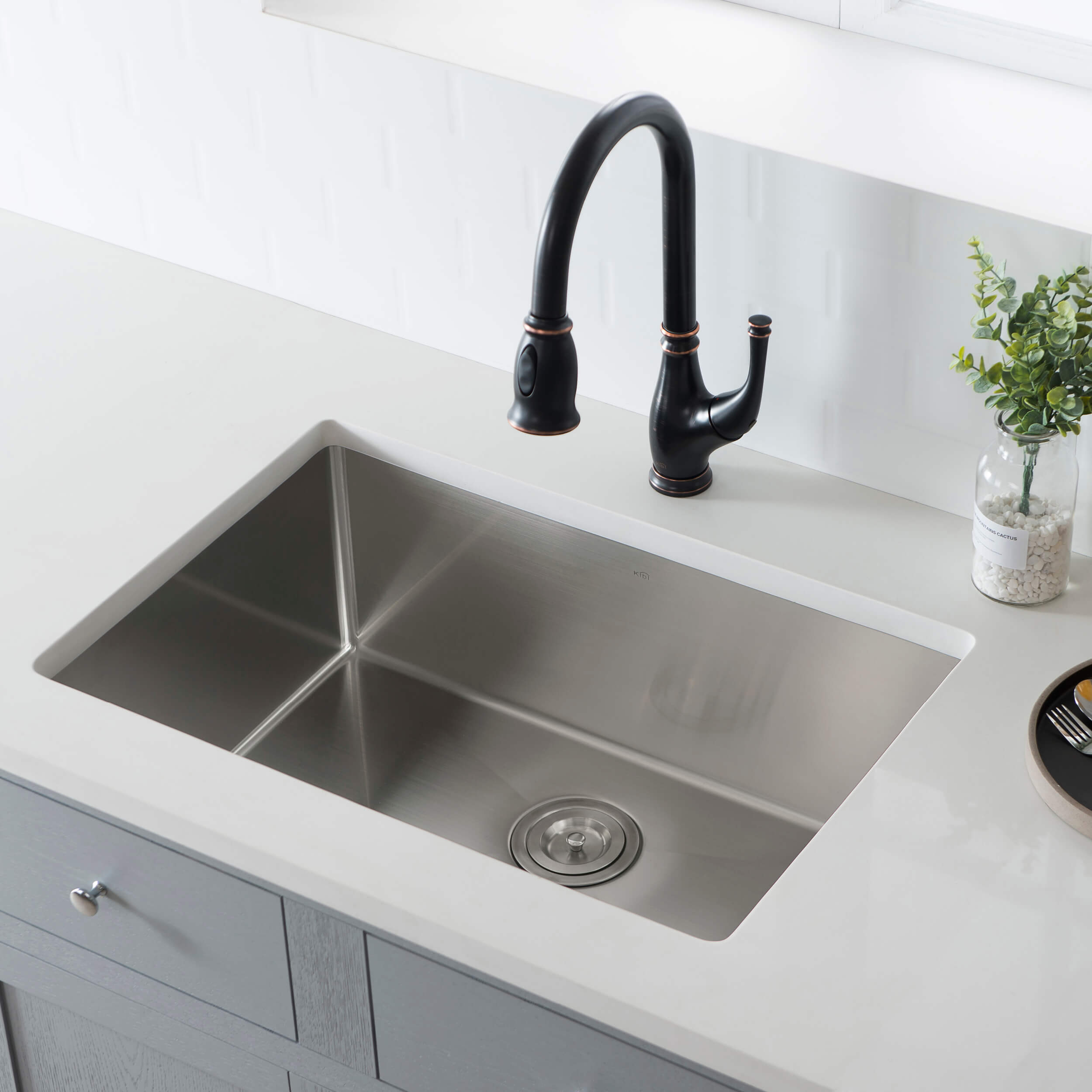 28″ Handcrafted Undermount Single Bowl 16 gauge Stainless Steel Kitchen Sink – K1-S28 view 2