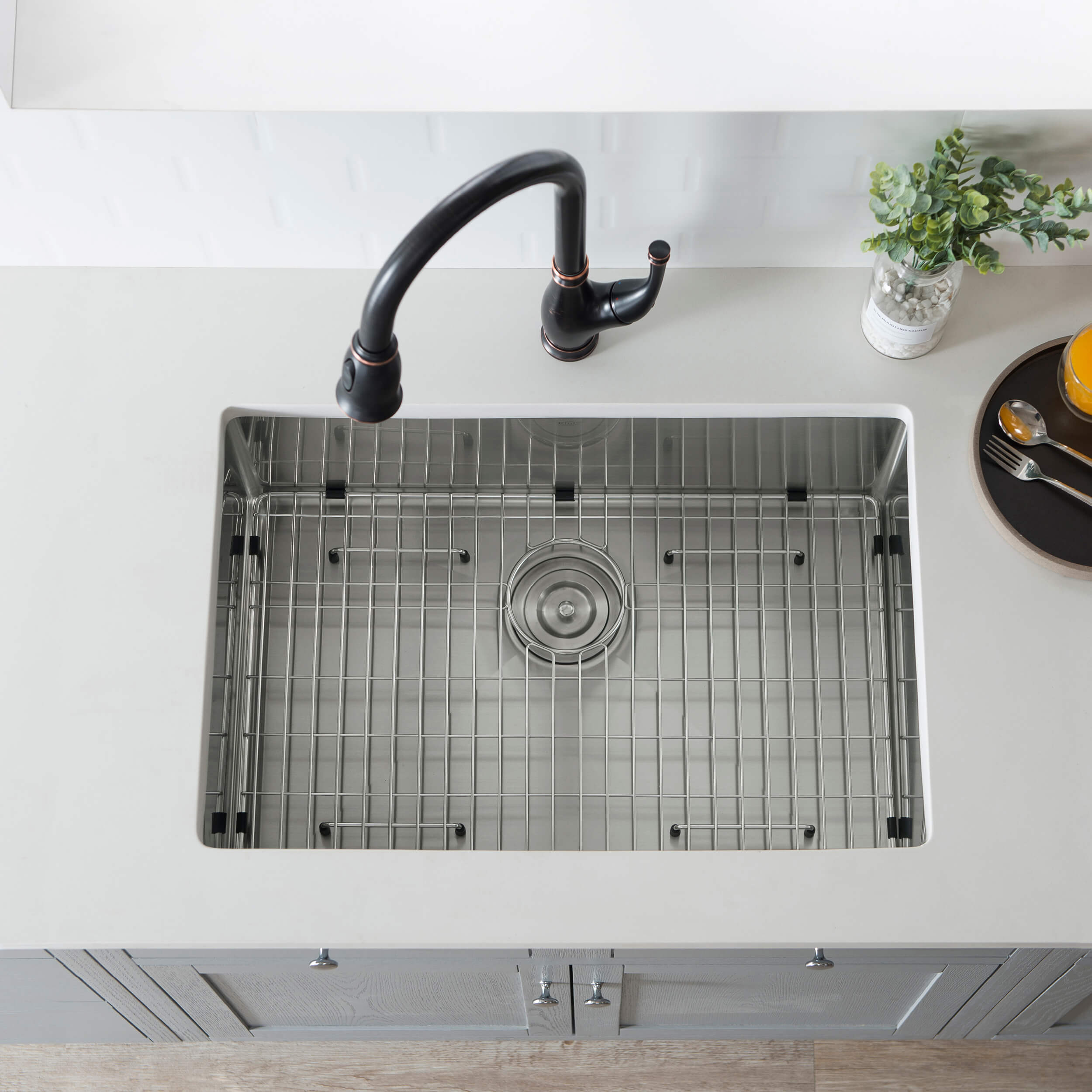 28″ Handcrafted Undermount Single Bowl 16 gauge Stainless Steel Kitchen Sink – K1-S28 view 4