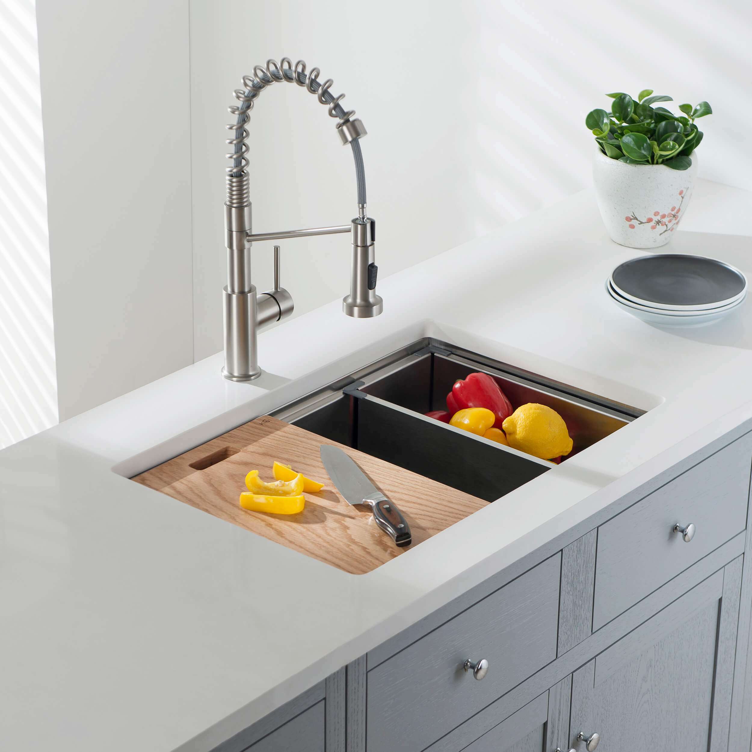 28″ Undermount Single Bowl Stainless Steel Workstation Sink – K1-S28T view 5