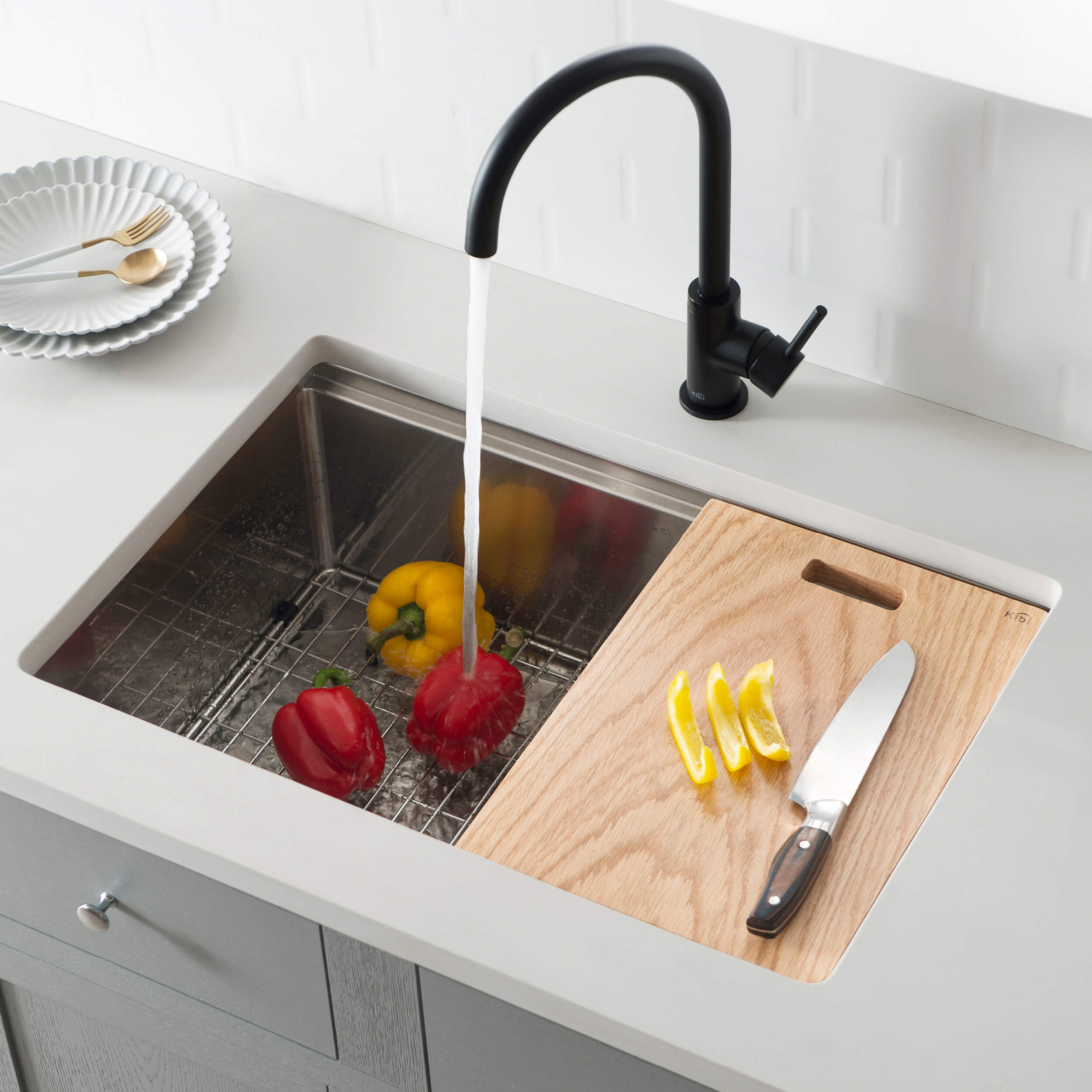 28″ Undermount Single Bowl Stainless Steel Workstation Sink – K1-S28T view 3