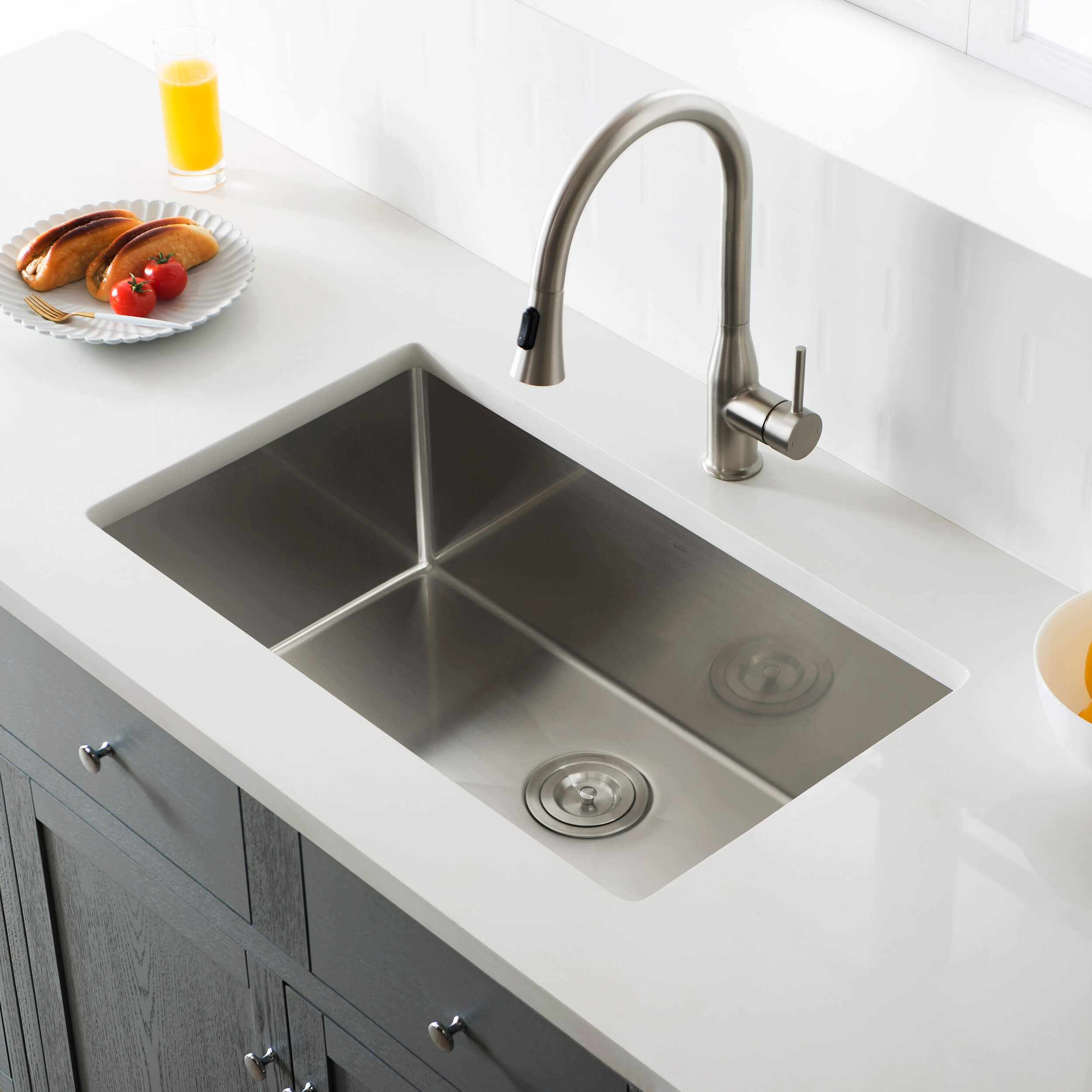 30″ Handcrafted Undermount Single Bowl 16 gauge Stainless Steel Kitchen Sink – K1-S30 view 2