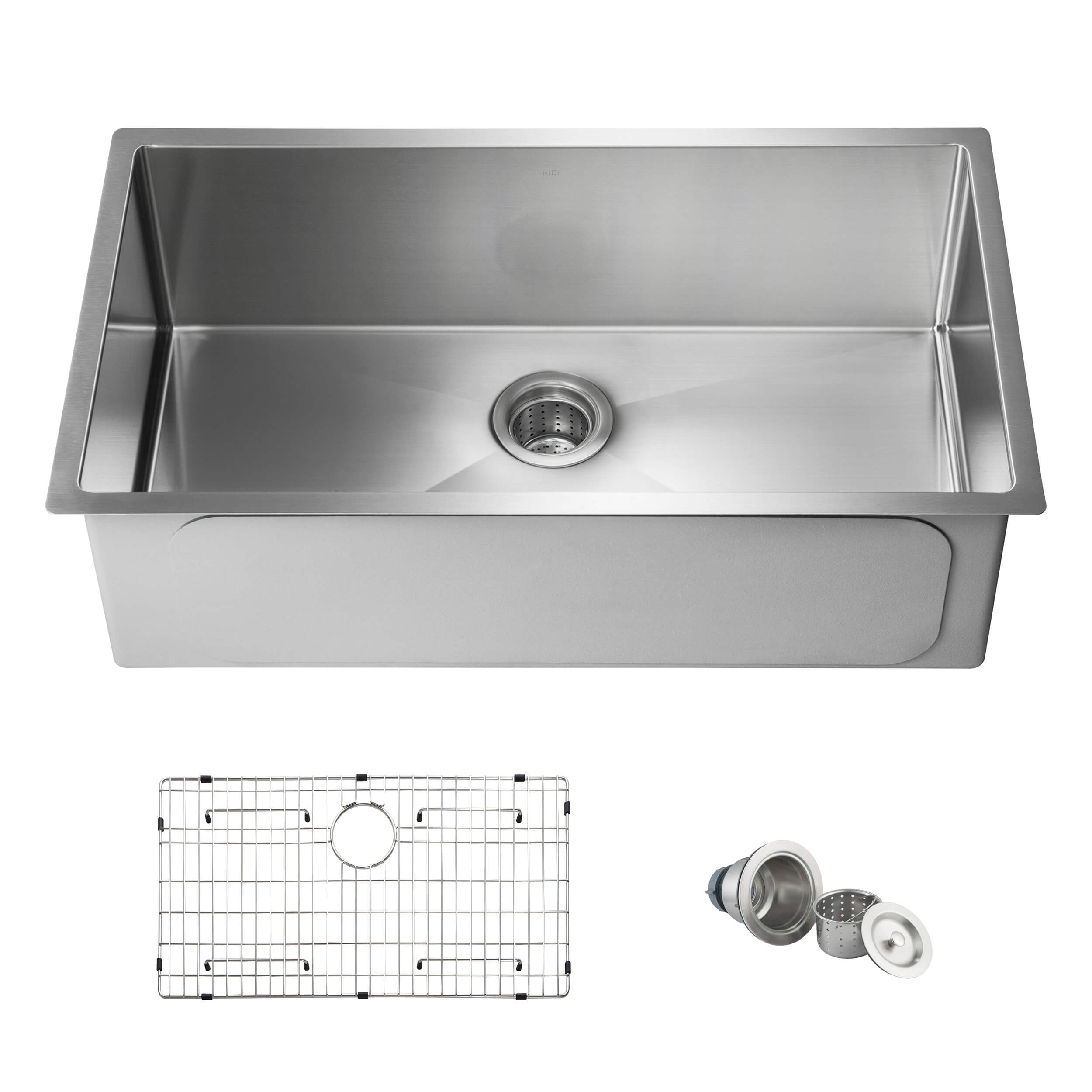 32 3/4″ Handcrafted Undermount Single Bowl 16 gauge Stainless Steel Kitchen Sink – K1-S33 view 1