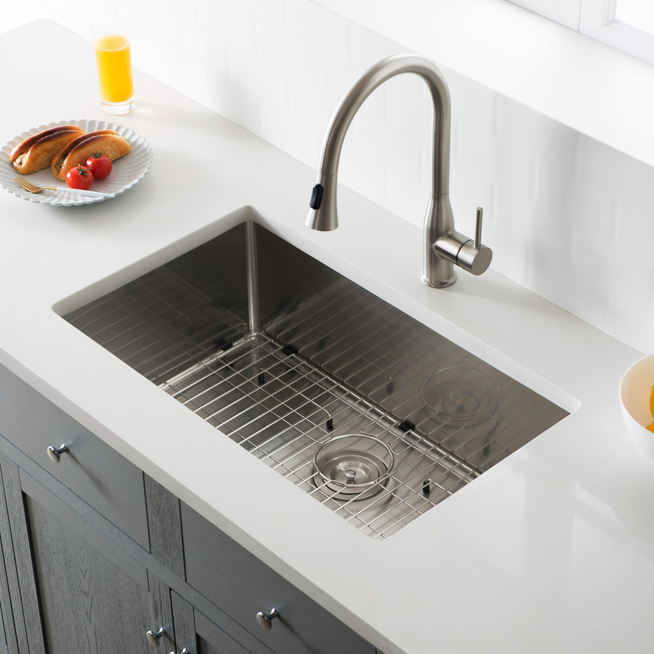 30″ Handcrafted Undermount Single Bowl 16 gauge Stainless Steel Kitchen Sink – K1-S30 view 3