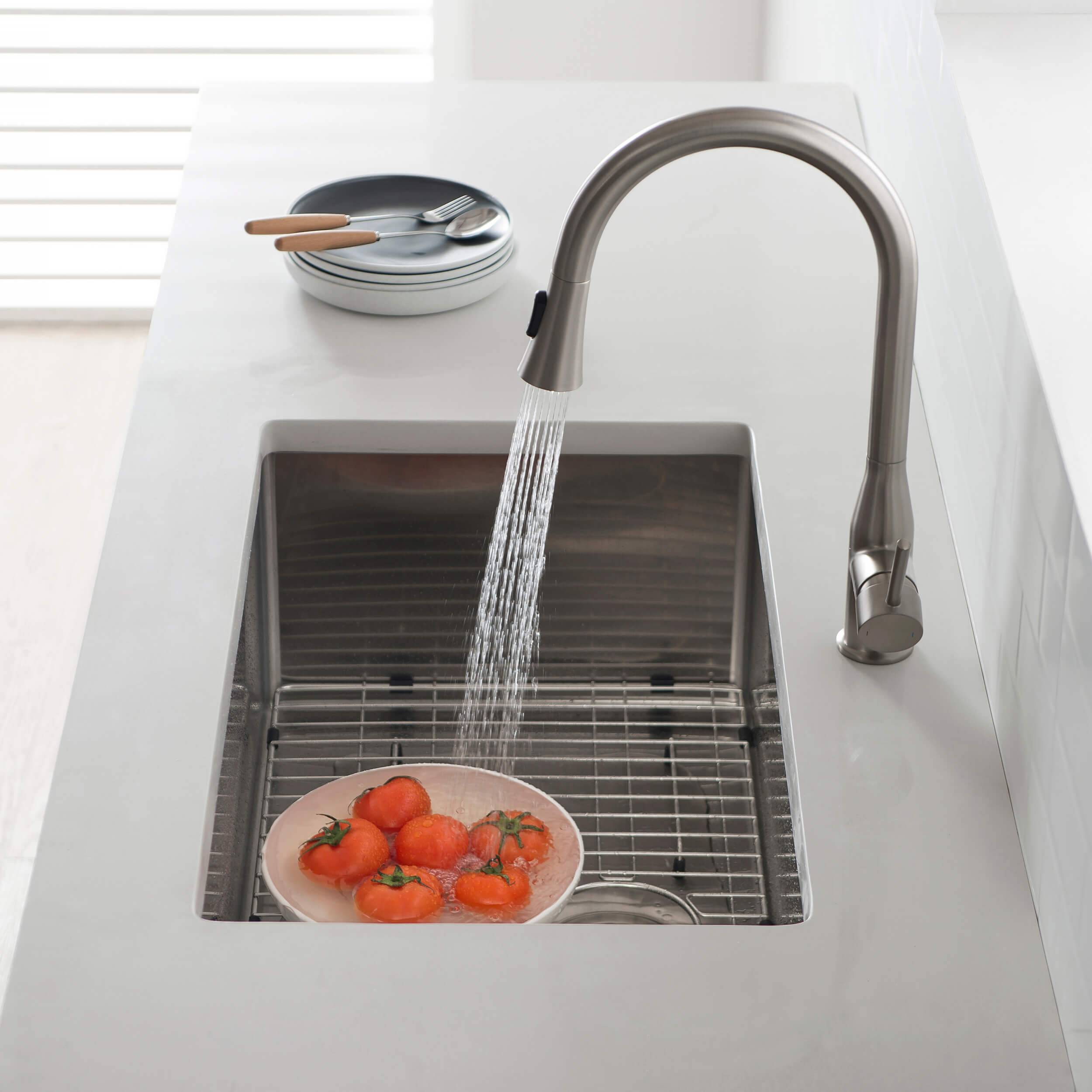 30″ Handcrafted Undermount Single Bowl 16 gauge Stainless Steel Kitchen Sink – K1-S30 view 5