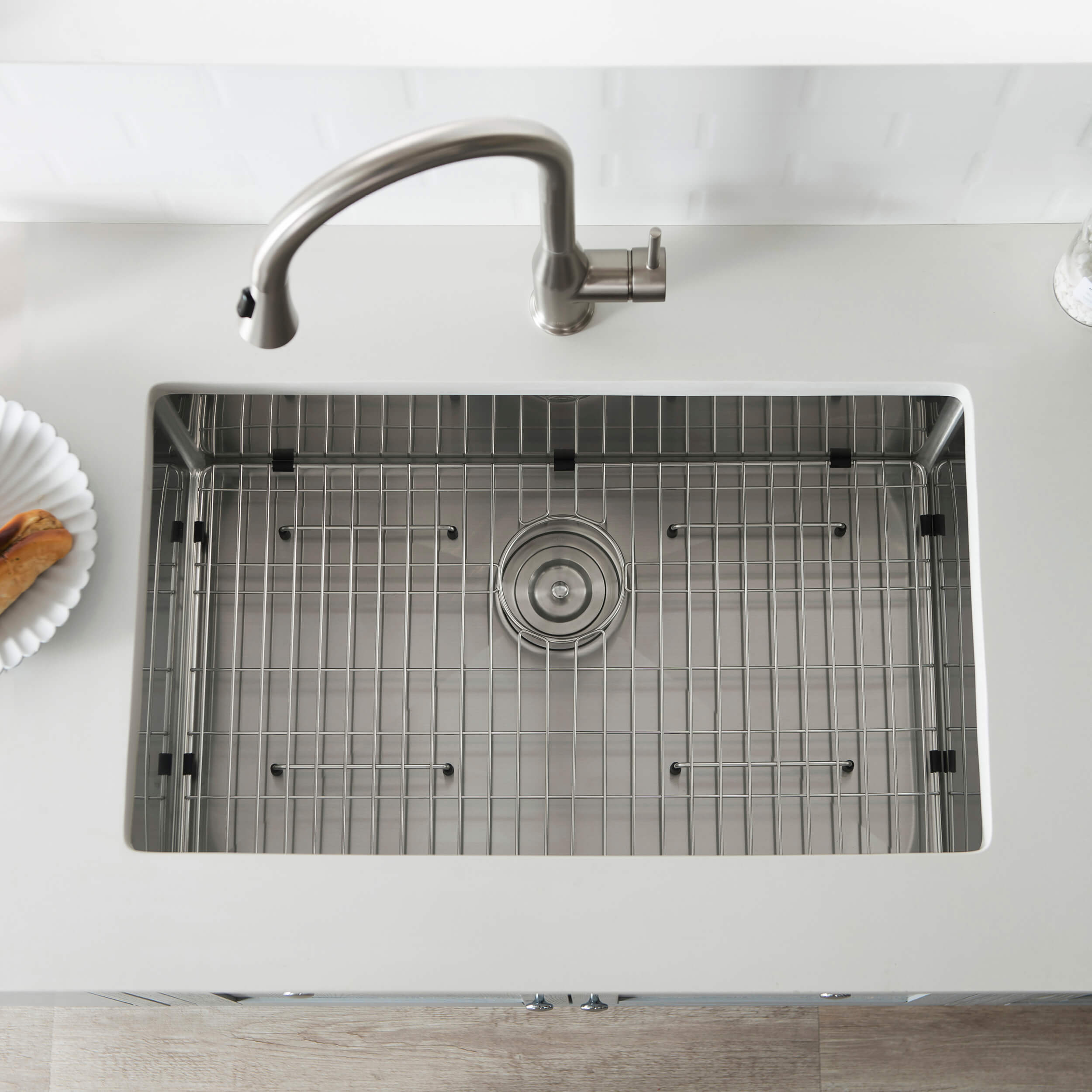 30″ Handcrafted Undermount Single Bowl 16 gauge Stainless Steel Kitchen Sink – K1-S30 view 4