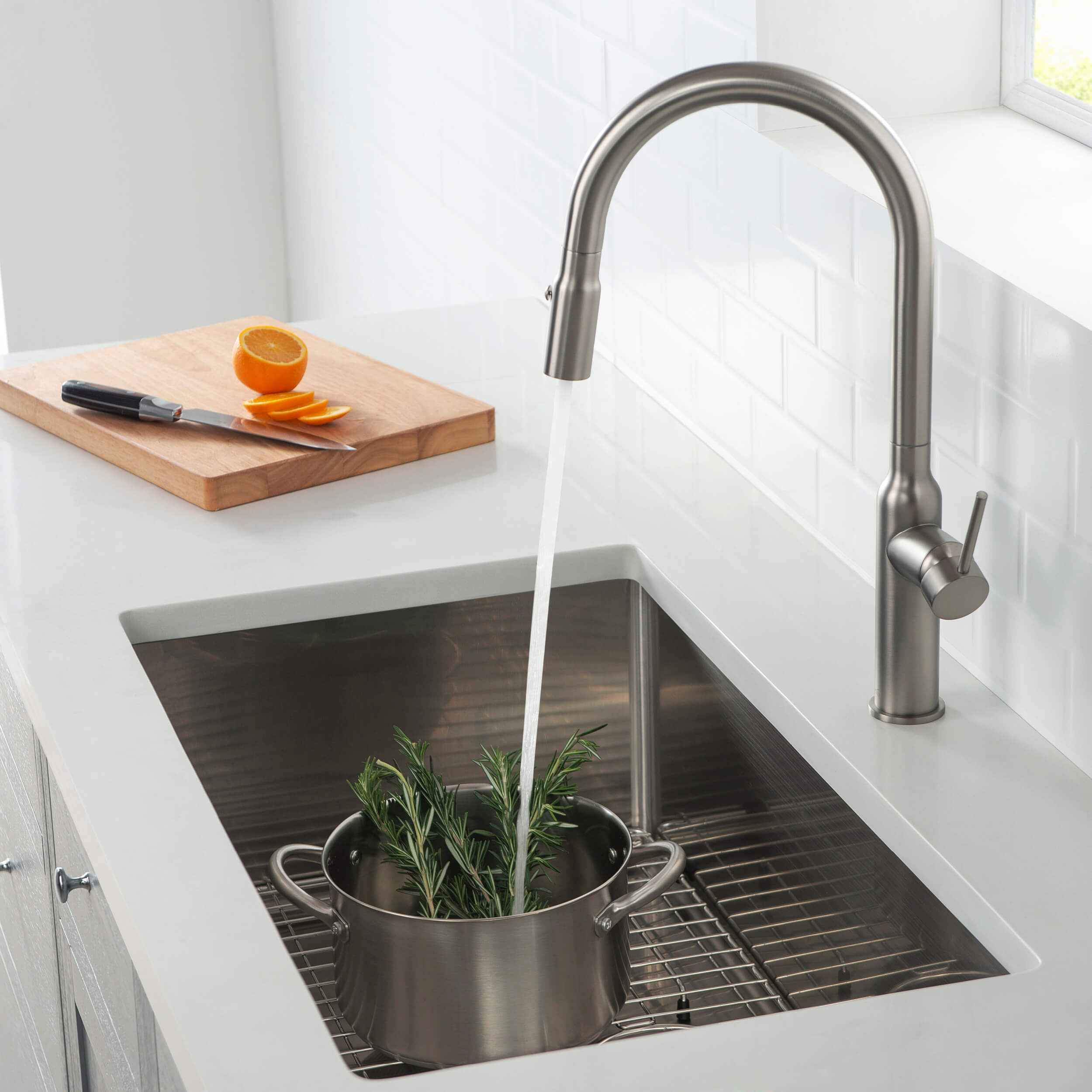 32 3/4″ Handcrafted Undermount Single Bowl 16 gauge Stainless Steel Kitchen Sink – K1-S33 view 5