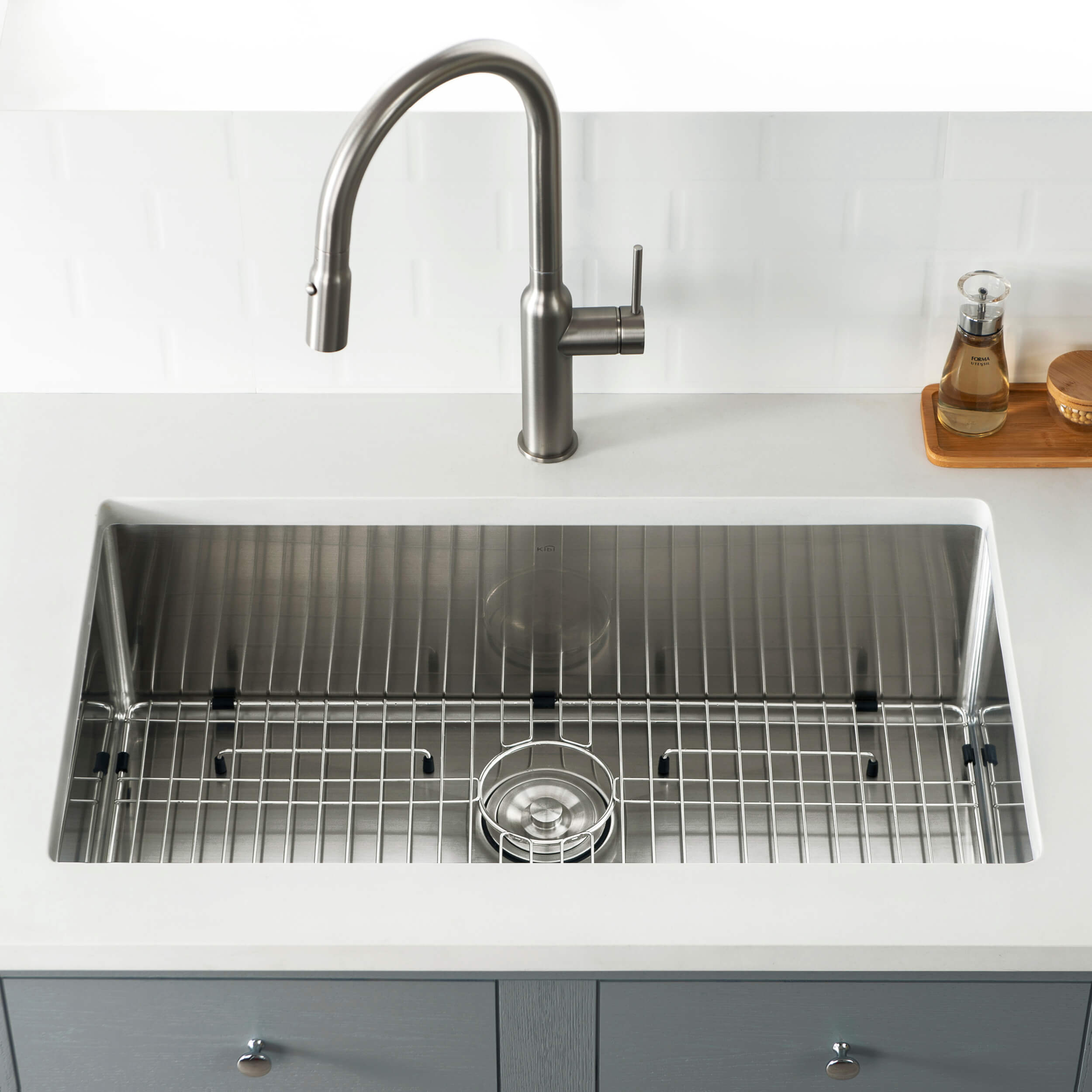 32 3/4″ Handcrafted Undermount Single Bowl 16 gauge Stainless Steel Kitchen Sink – K1-S33 view 4