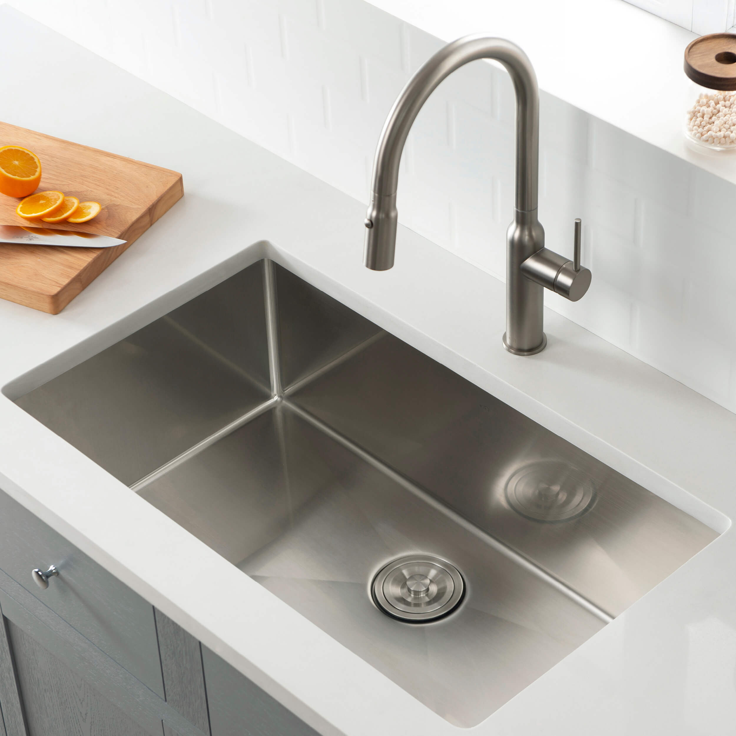 32 3/4″ Handcrafted Undermount Single Bowl 16 gauge Stainless Steel Kitchen Sink – K1-S33 view 2