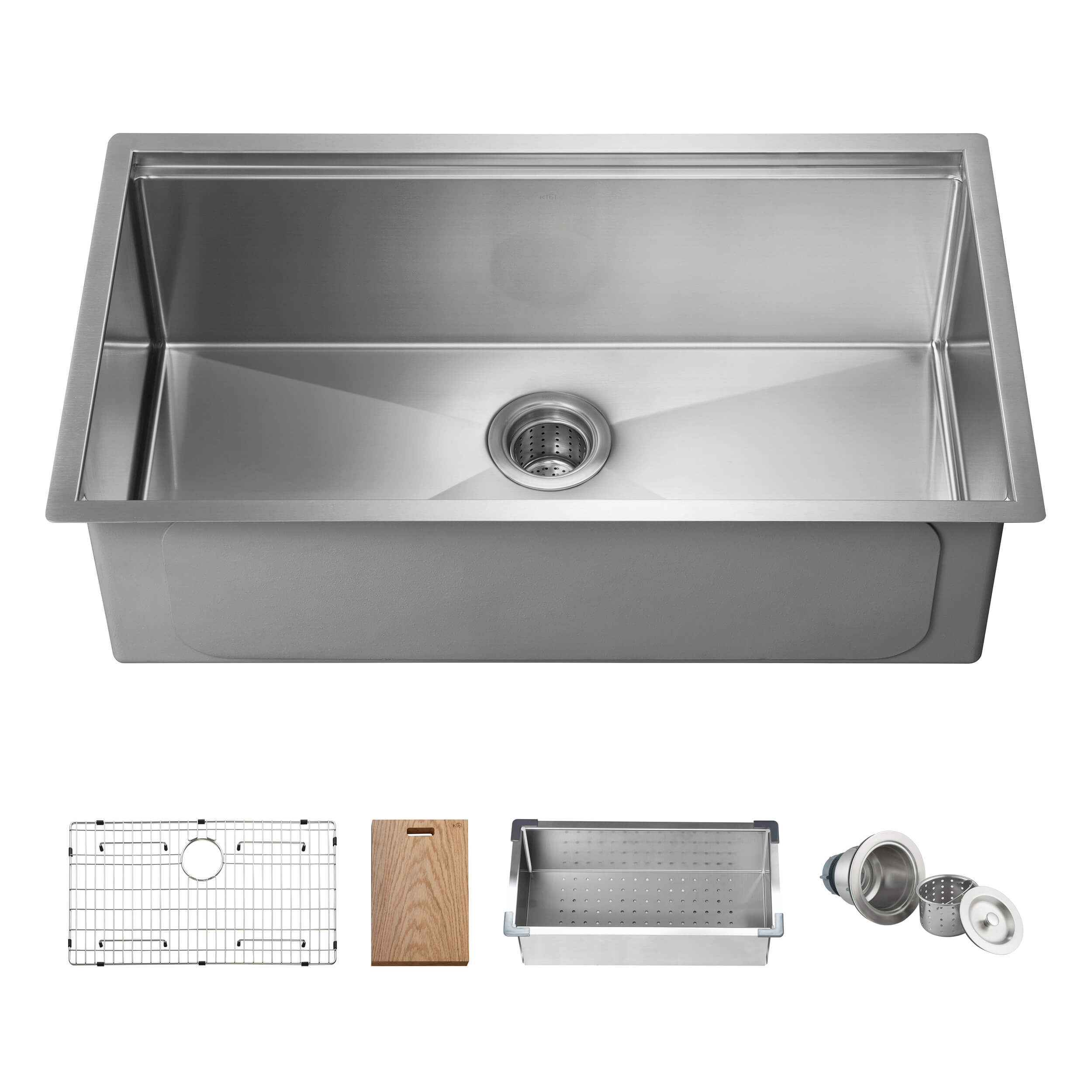 33″ Undermount Single Bowl Stainless Steel Workstation Sink – K1-S33T view 1