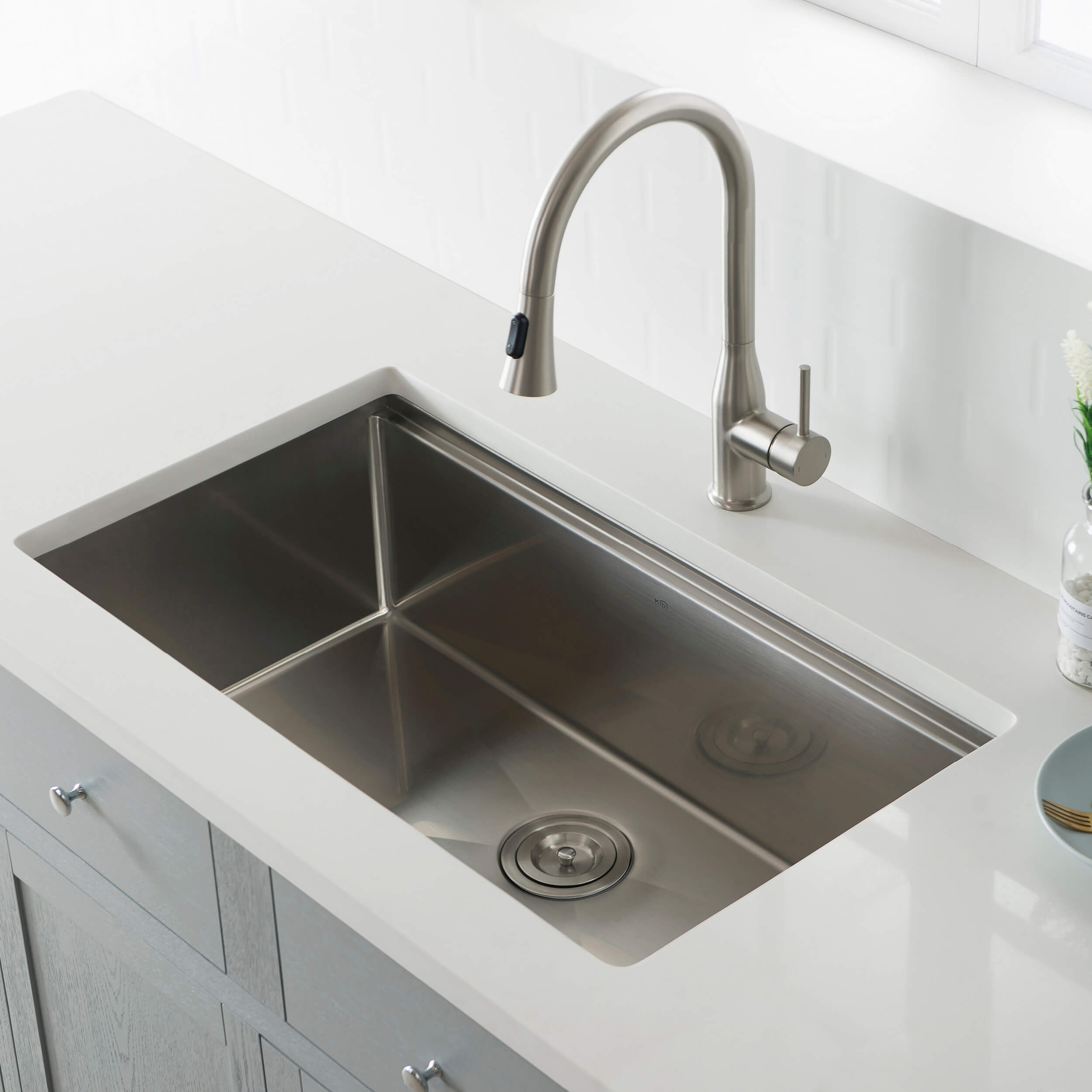 33″ Undermount Single Bowl Stainless Steel Workstation Sink – K1-S33T view 2