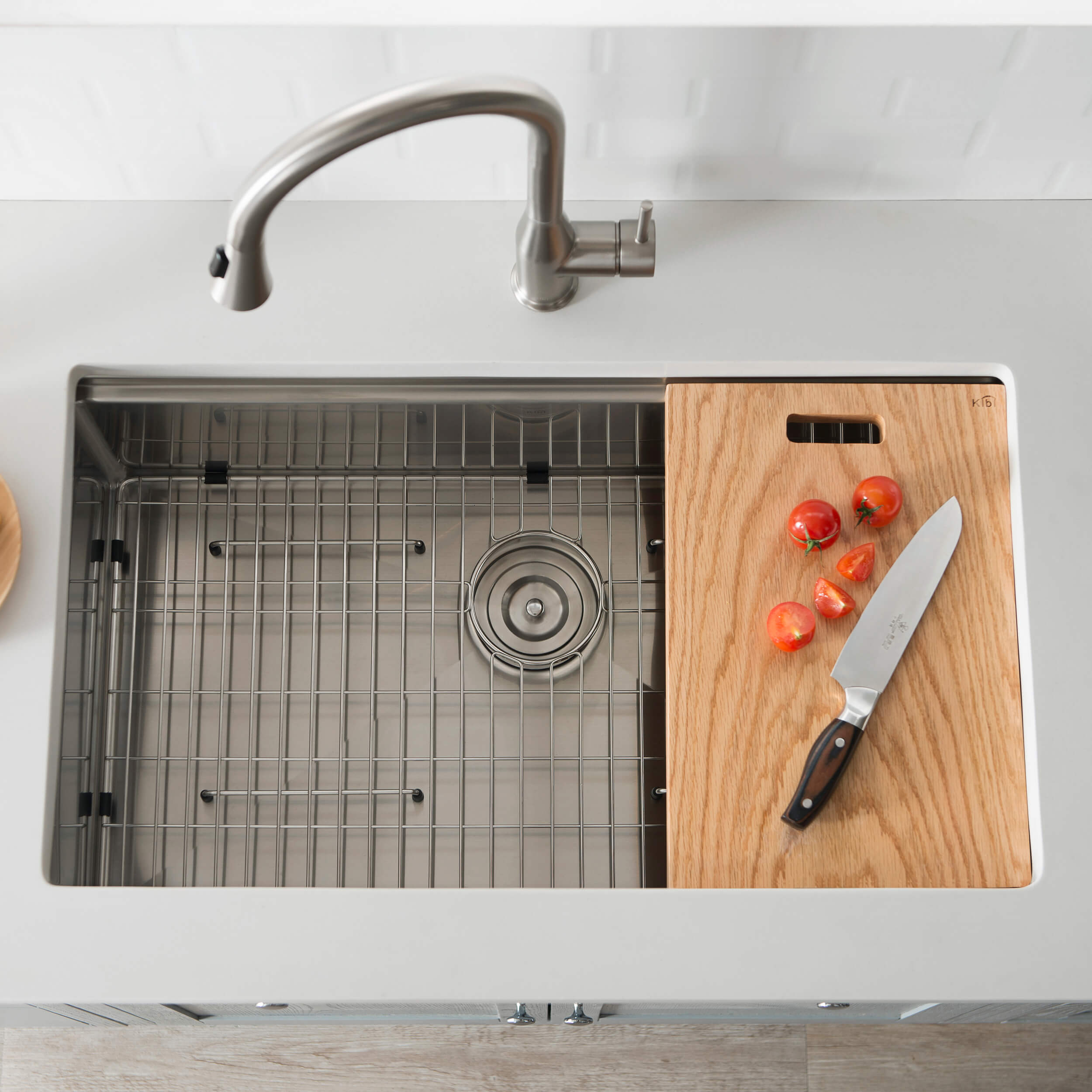 33″ Undermount Single Bowl Stainless Steel Workstation Sink – K1-S33T view 4