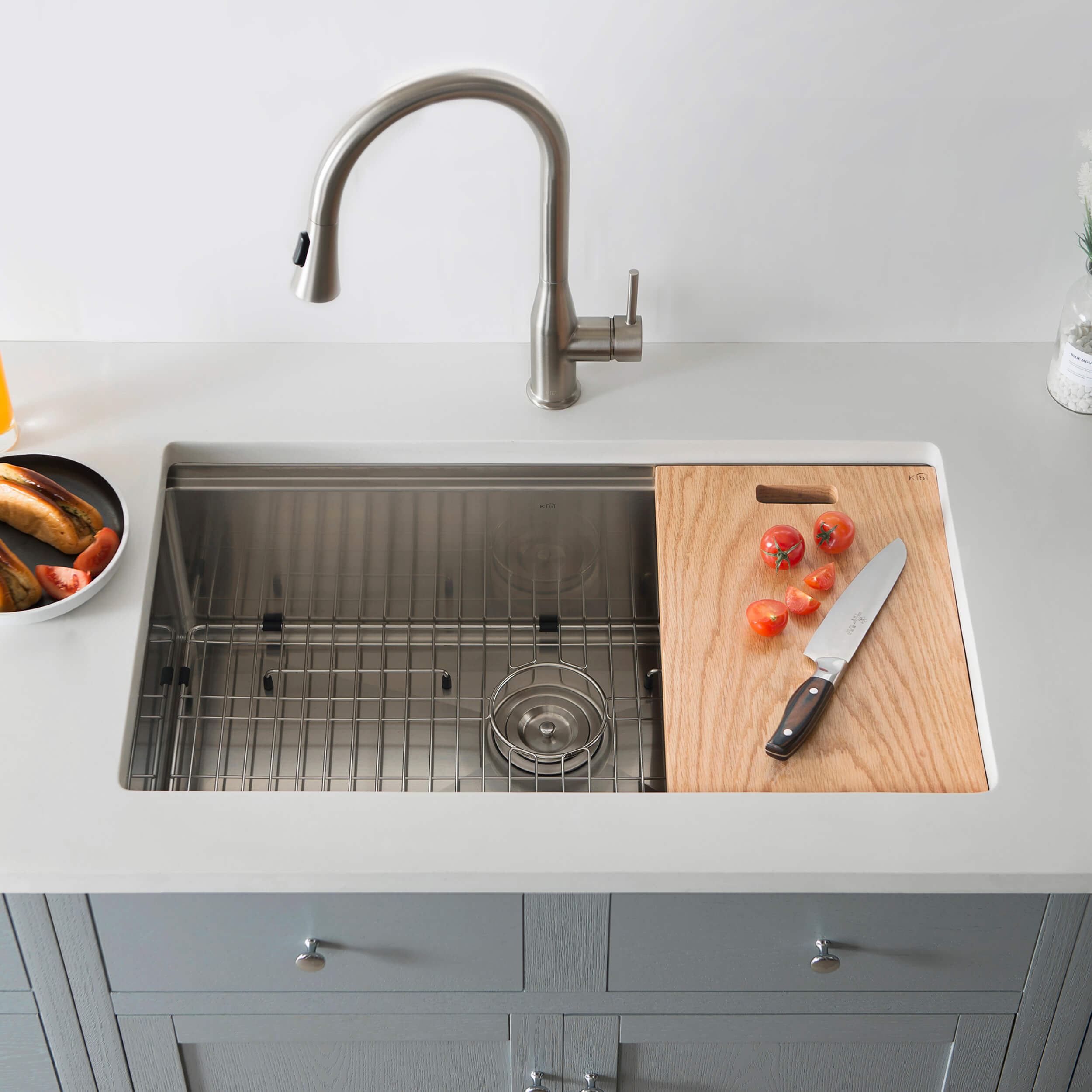 33″ Undermount Single Bowl Stainless Steel Workstation Sink – K1-S33T view 3