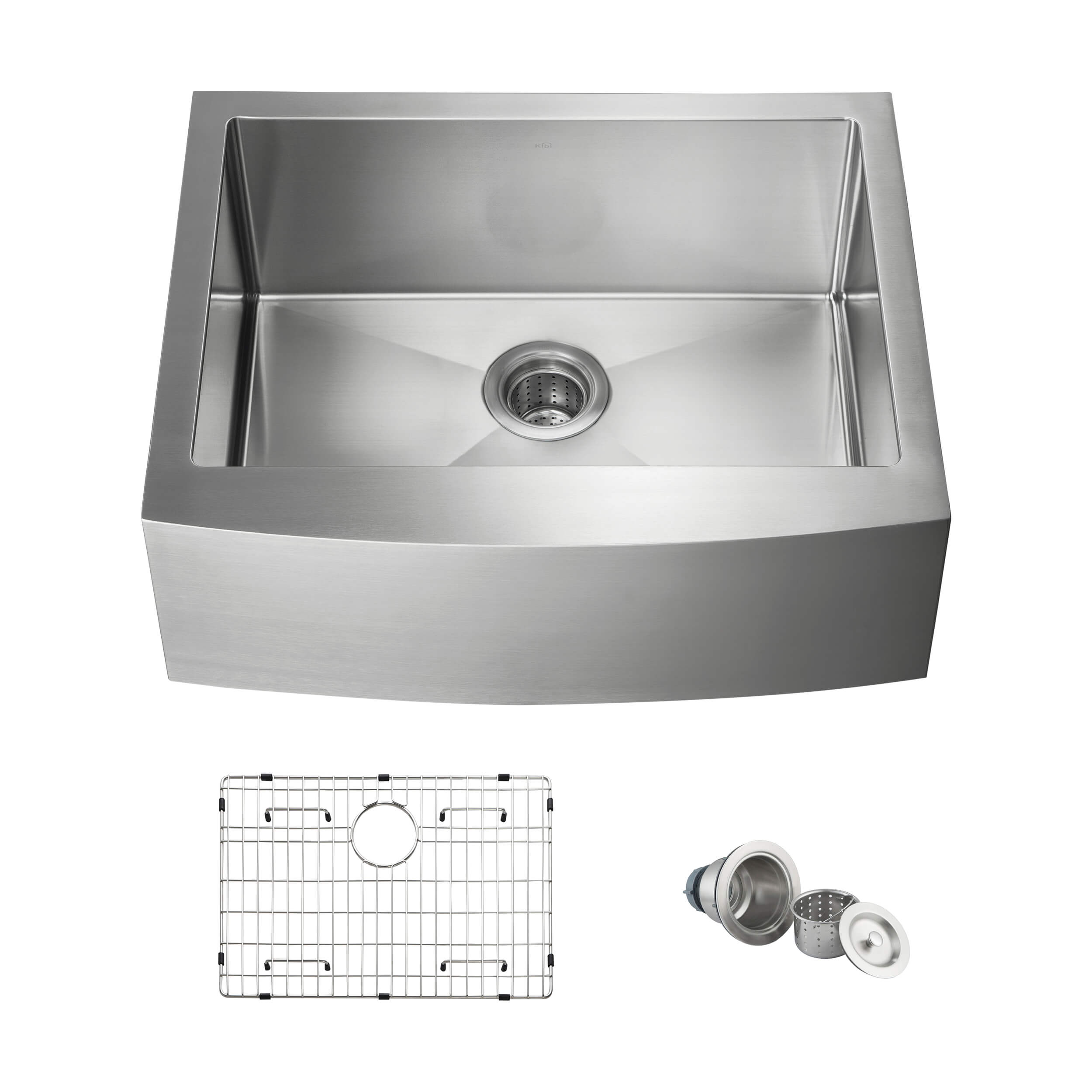 27″ Handcrafted Farmhouse Apron Single Bowl Stainless Steel Kitchen Sink – K1-SF27 view 1