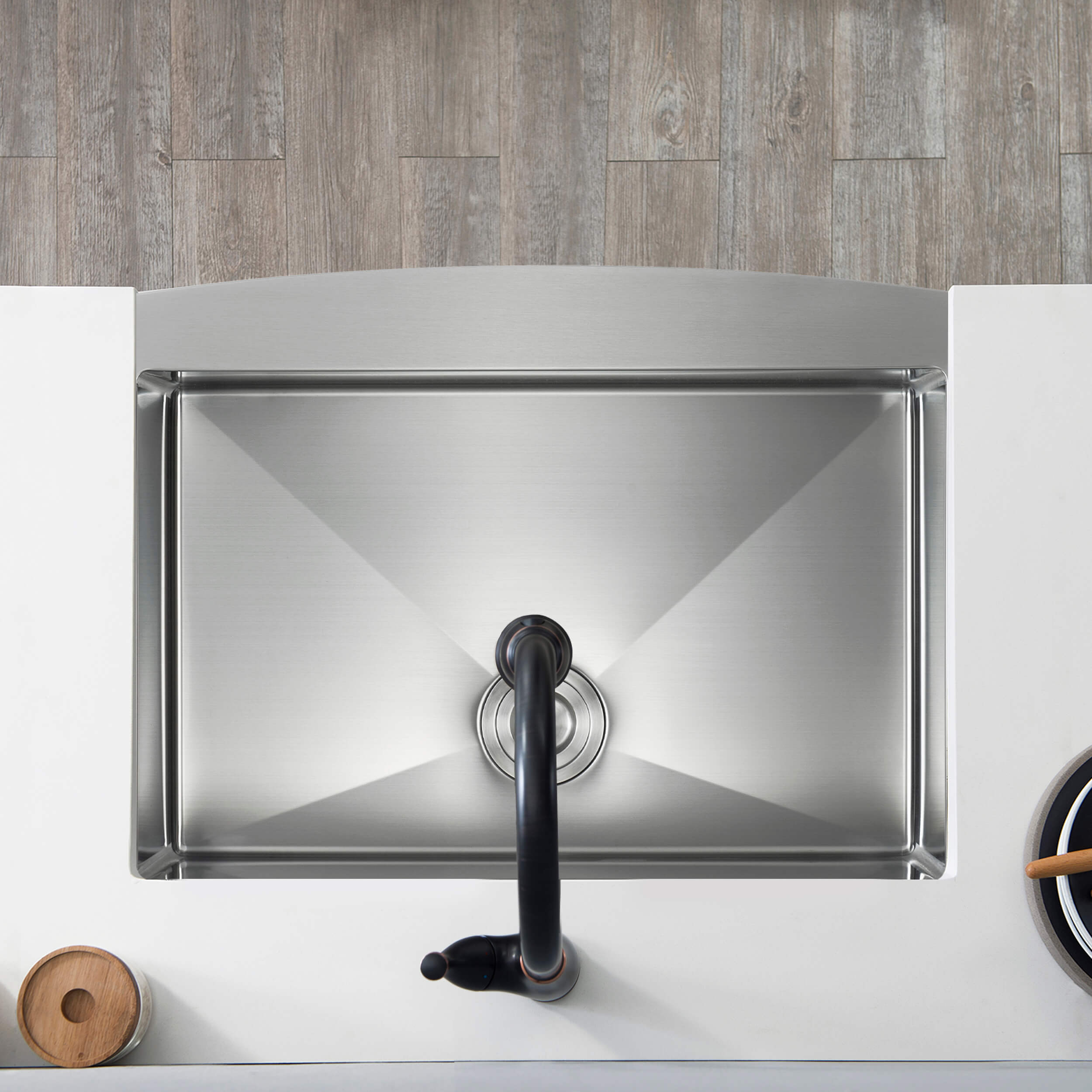 27″ Handcrafted Farmhouse Apron Single Bowl Stainless Steel Kitchen Sink – K1-SF27 view 4