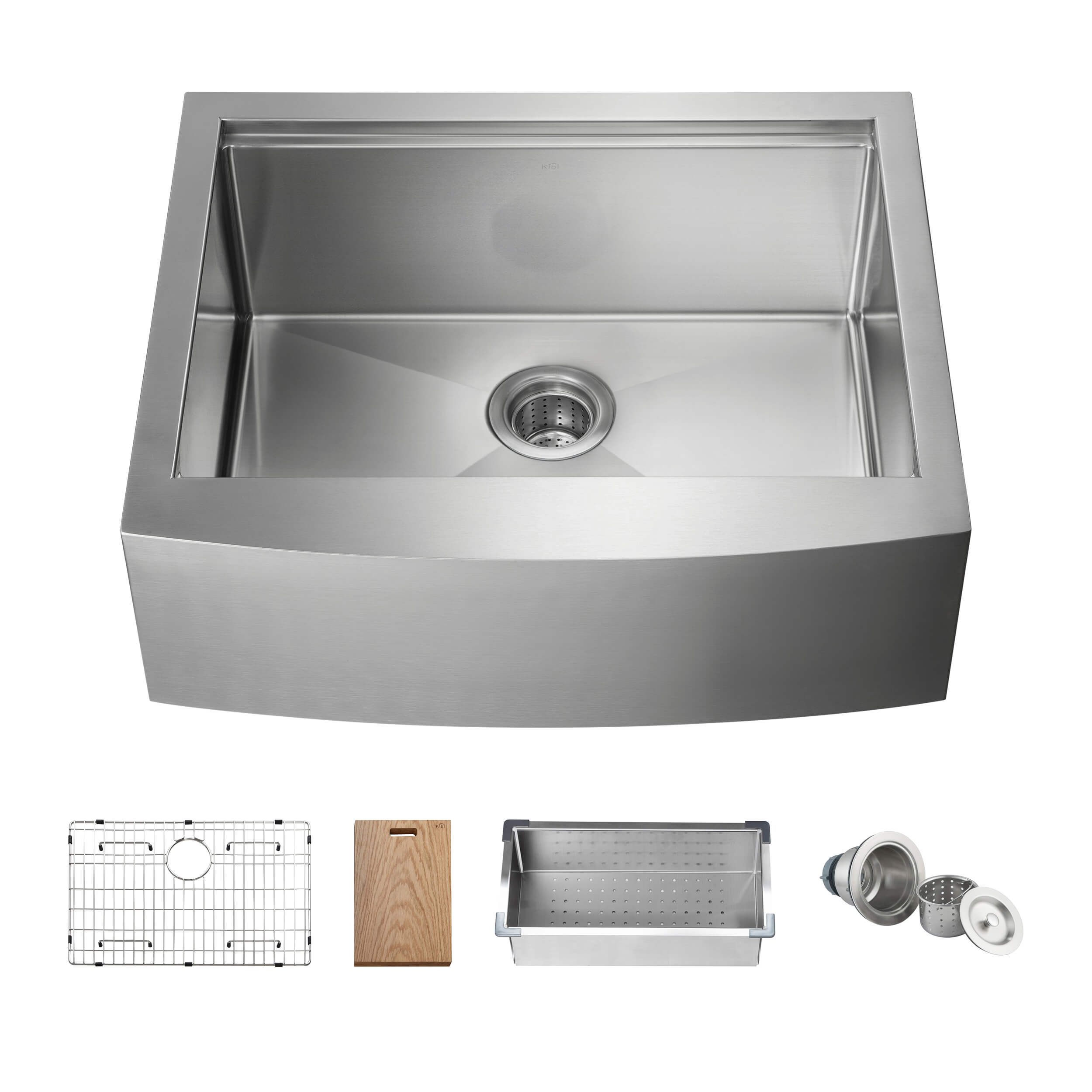 27″ Farmhouse Apron Single Bowl Stainless Steel Workstation Kitchen Sink – K1-SF27T view 1