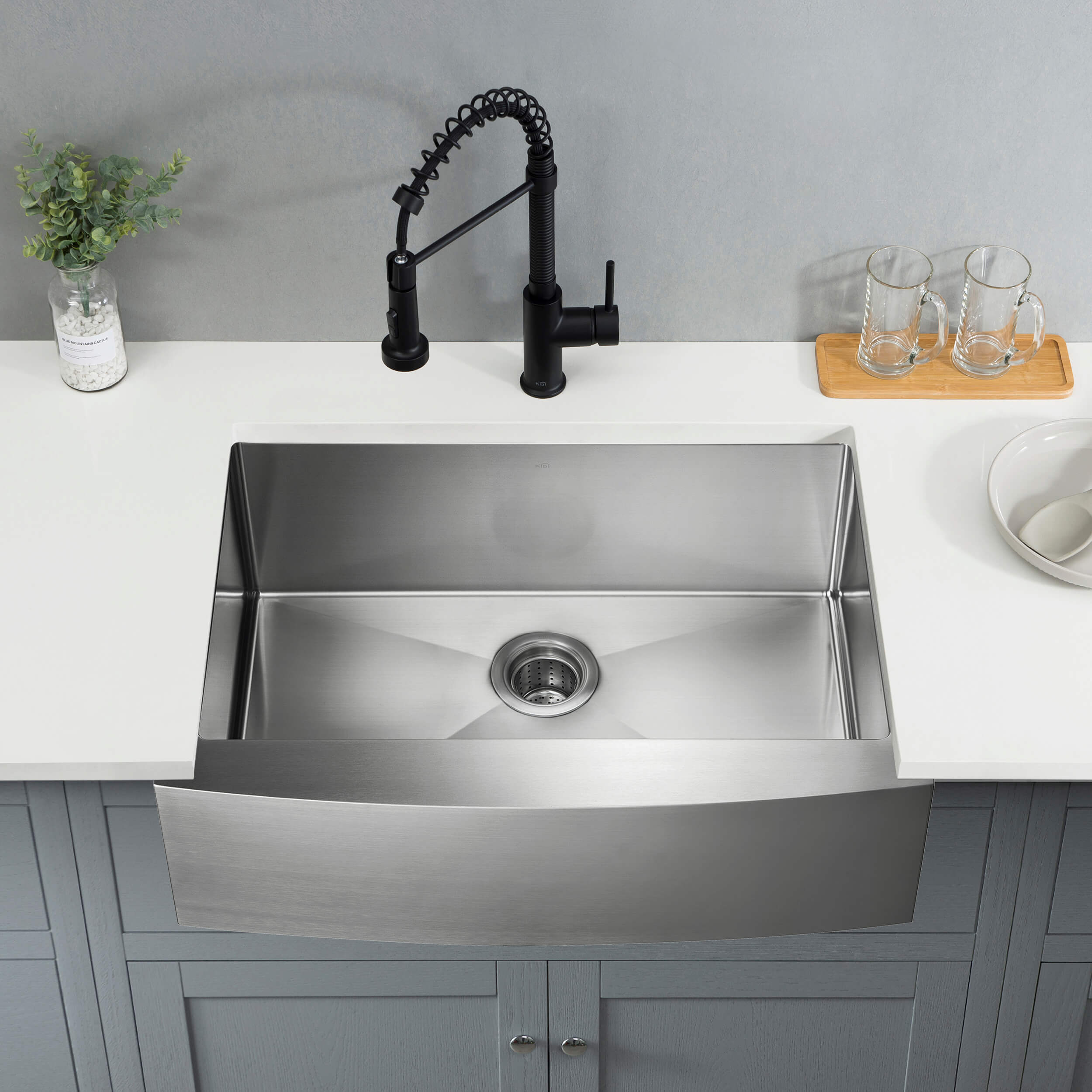 30″ Handcrafted Farmhouse Apron Single Bowl Stainless Steel Kitchen Sink – K1-SF30 view 2