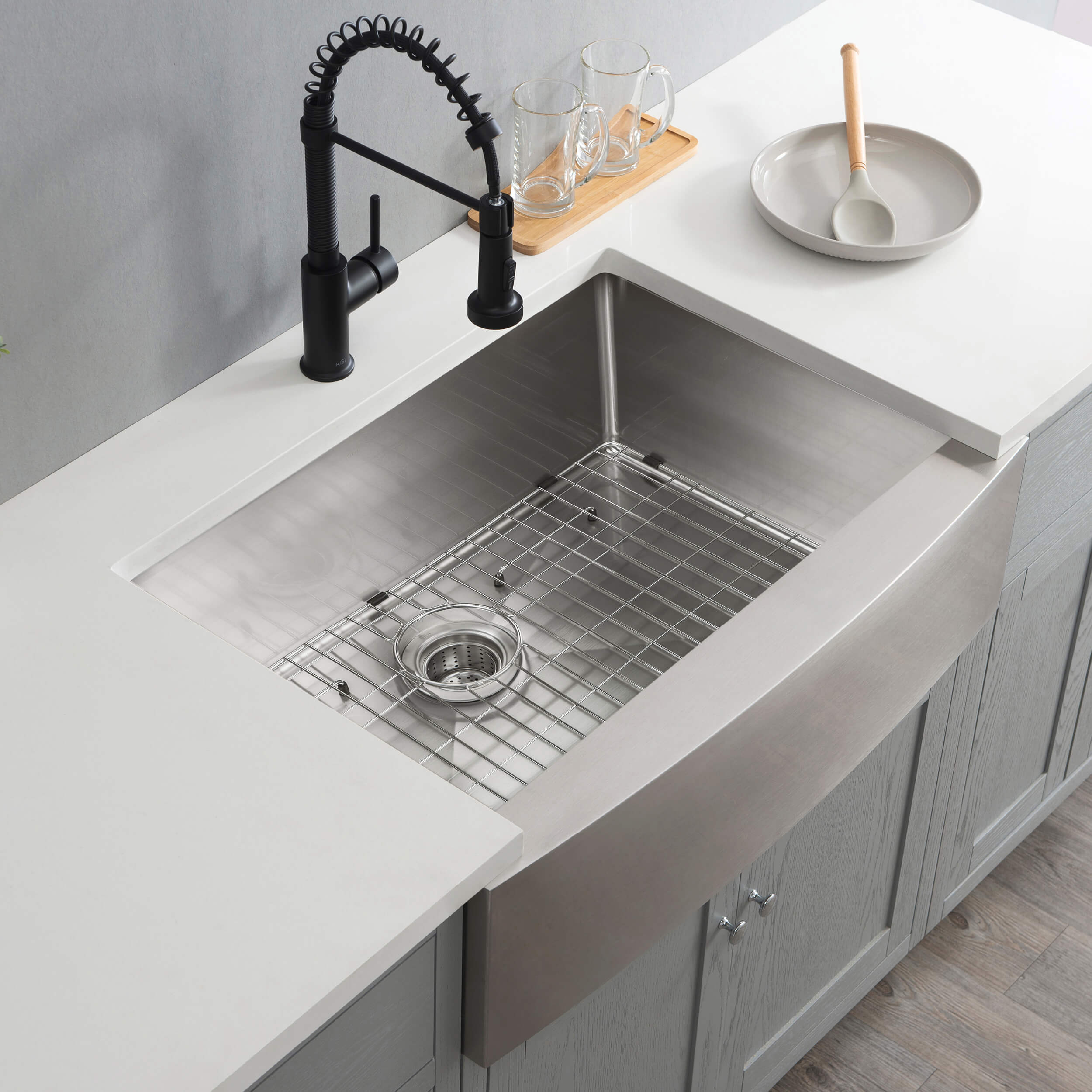 30″ Handcrafted Farmhouse Apron Single Bowl Stainless Steel Kitchen Sink – K1-SF30 view 4