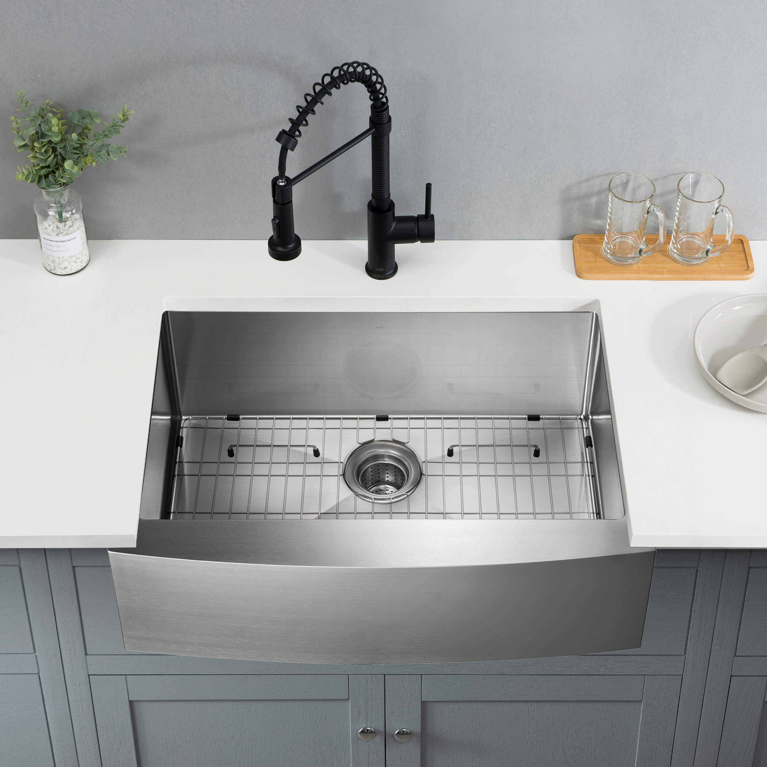 30″ Handcrafted Farmhouse Apron Single Bowl Stainless Steel Kitchen Sink – K1-SF30 view 3