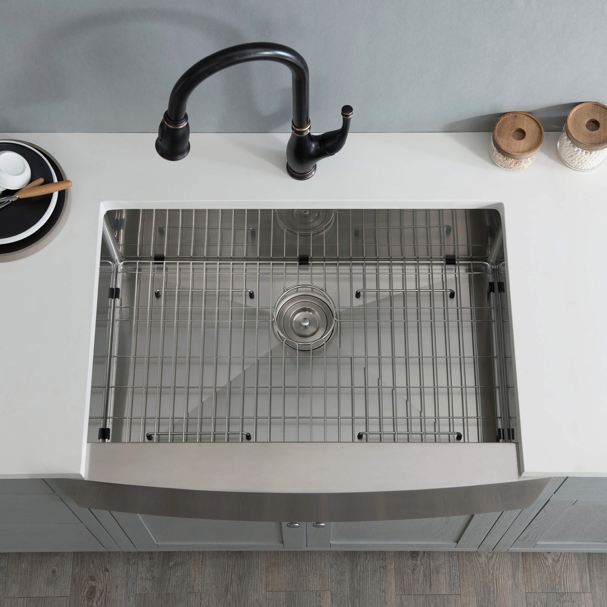 33″ Handcrafted Farmhouse Apron Single Bowl Stainless Steel Kitchen Sink – K1-SF33 view 4