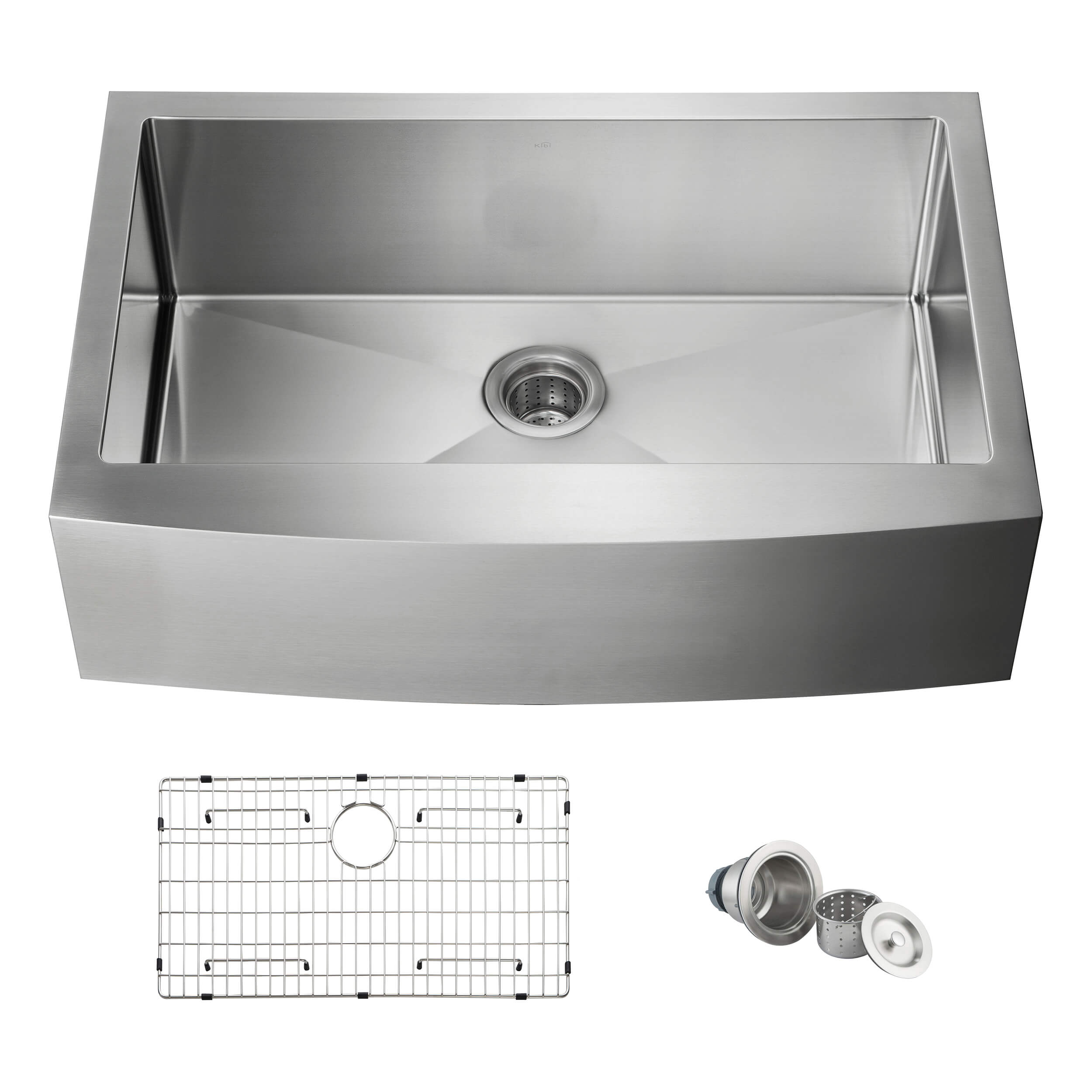 33″ Handcrafted Farmhouse Apron Single Bowl Stainless Steel Kitchen Sink – K1-SF33 view 1