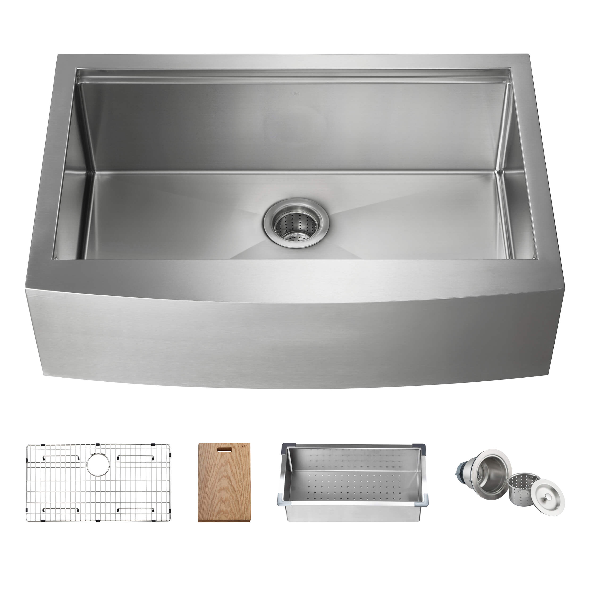 33″ Farmhouse Apron Single Bowl Stainless Steel Workstation Kitchen Sink – K1-SF33T view 1