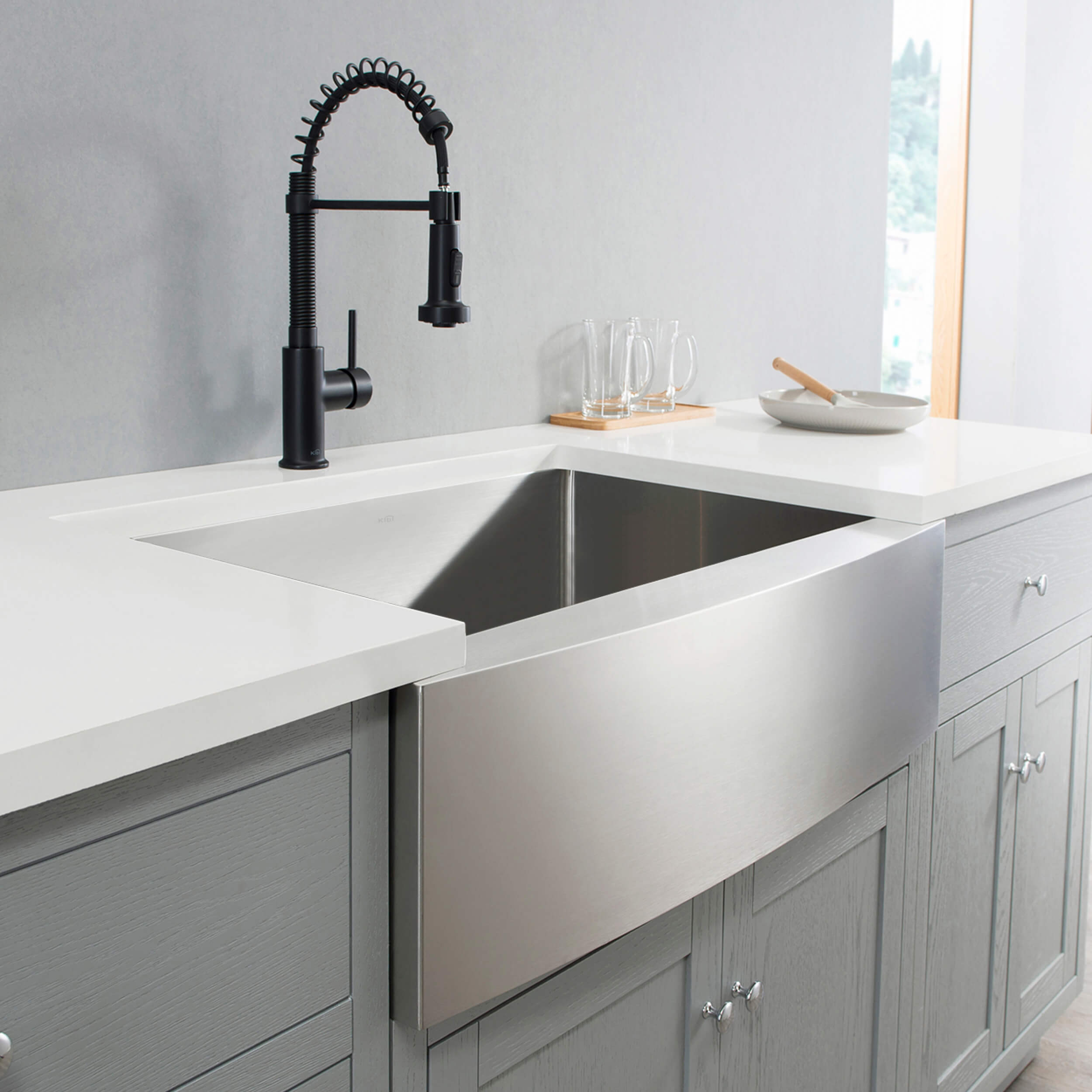 36″ Handcrafted Farmhouse Apron Single Bowl Stainless Steel Kitchen Sink – K1-SF36 view 2