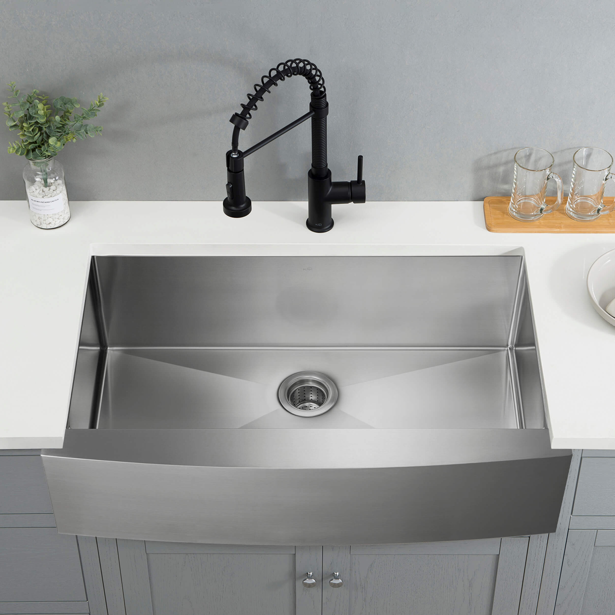 36″ Handcrafted Farmhouse Apron Single Bowl Stainless Steel Kitchen Sink – K1-SF36 view 4