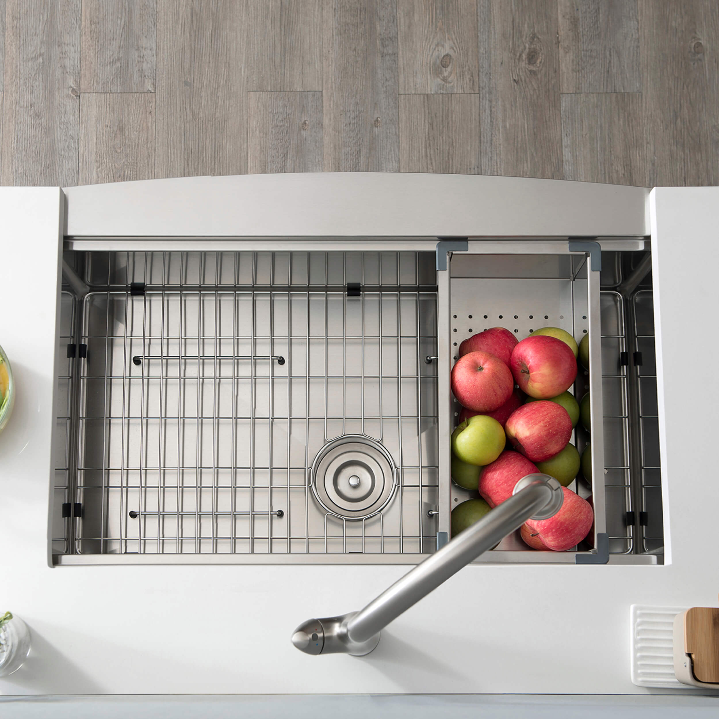 36″ Farmhouse Apron Single Bowl Stainless Steel Workstation Kitchen Sink – K1-SF36T view 4