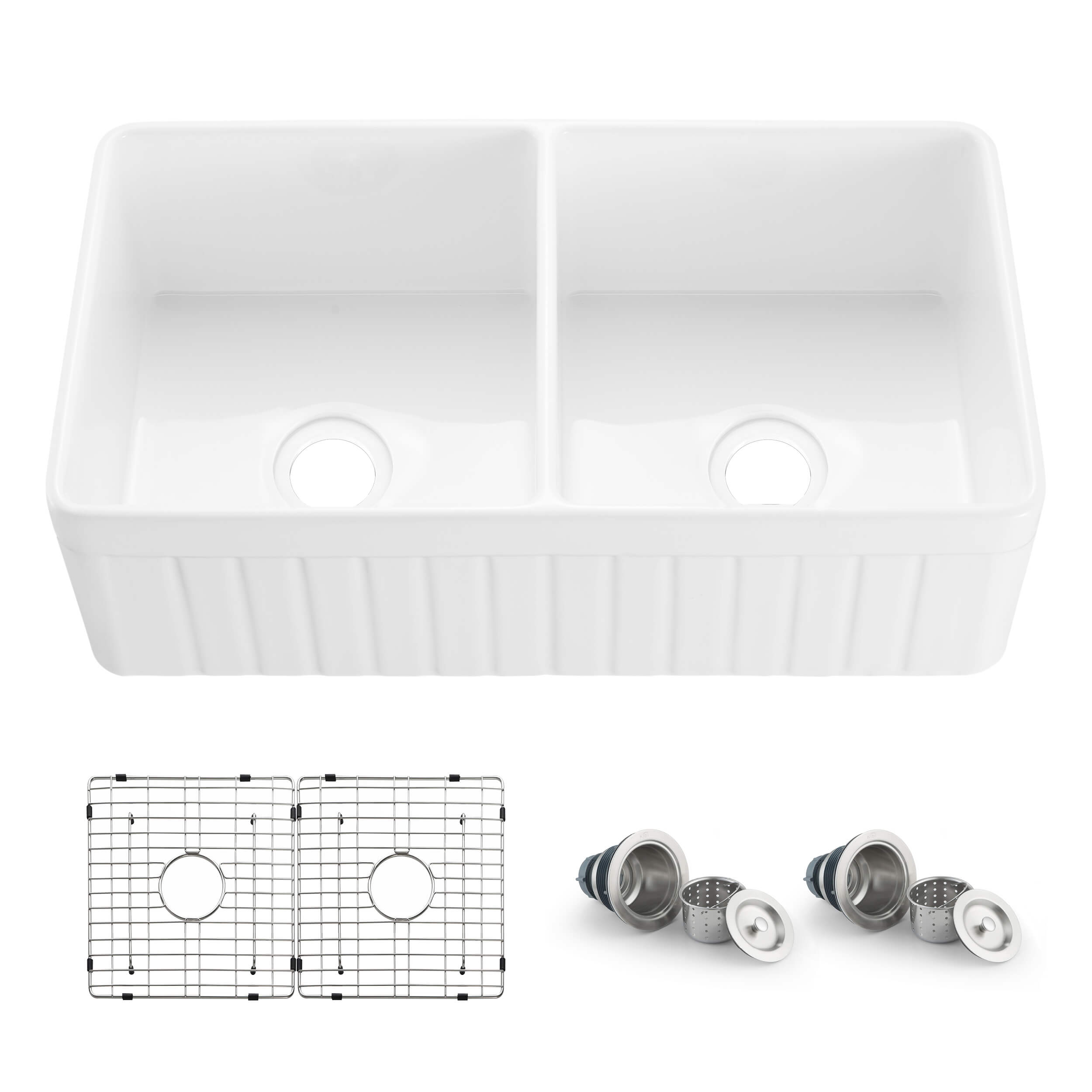 Pillar 33″ Farmhouse Kitchen Fireclay Sink - K2-DF33PI view 1