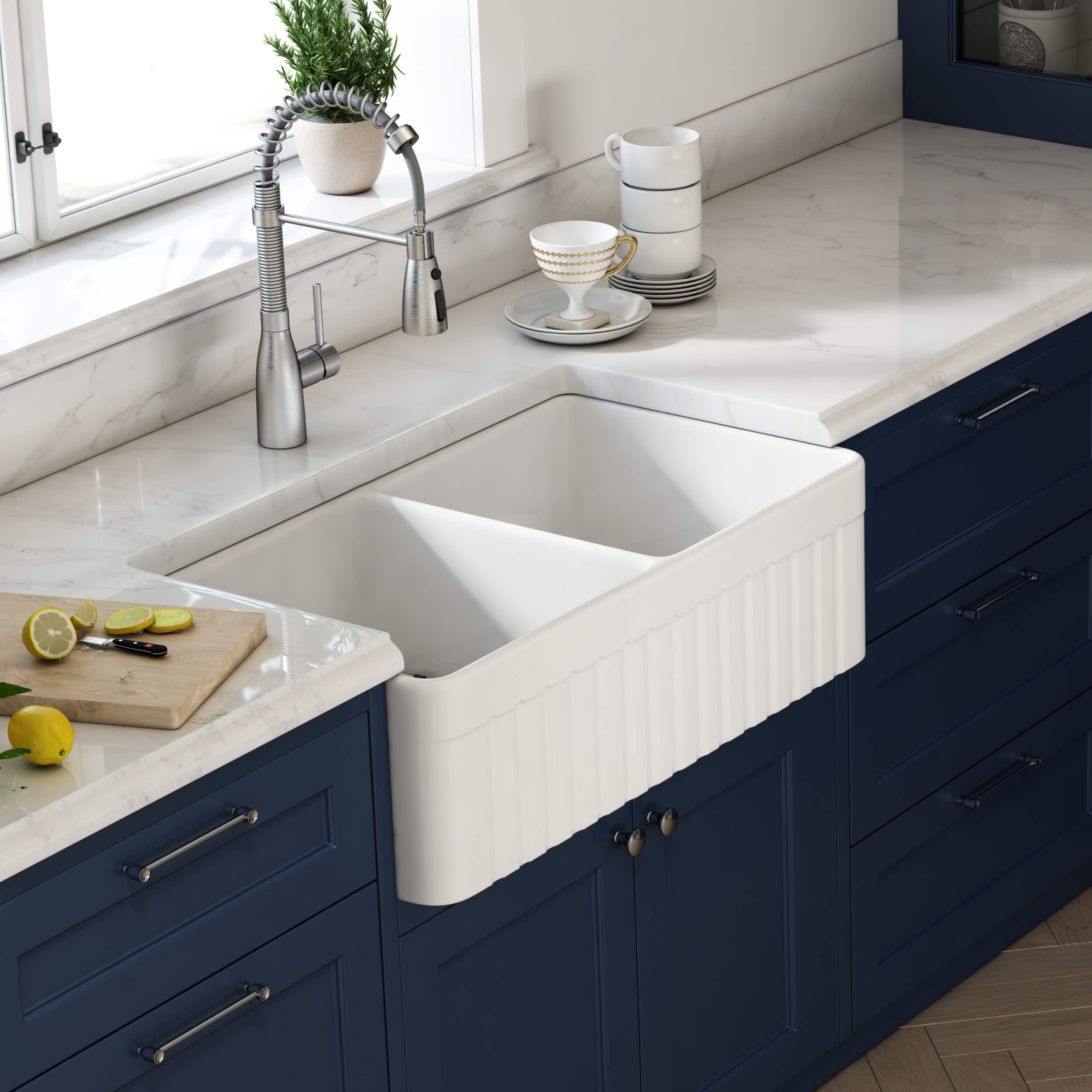 Pillar 33″ Farmhouse Kitchen Fireclay Sink - K2-DF33PI view 3