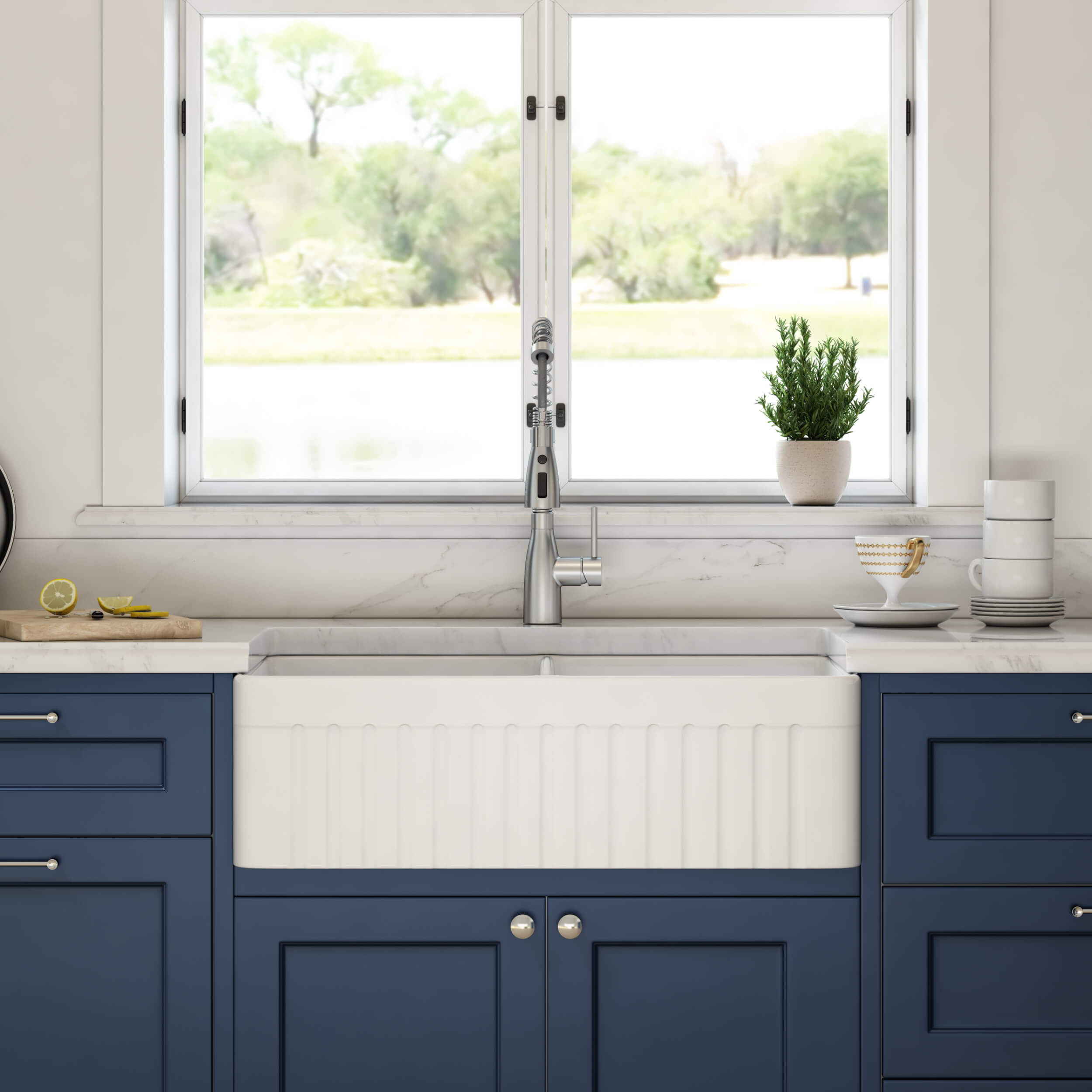 Pillar 33″ Farmhouse Kitchen Fireclay Sink - K2-DF33PI view 4