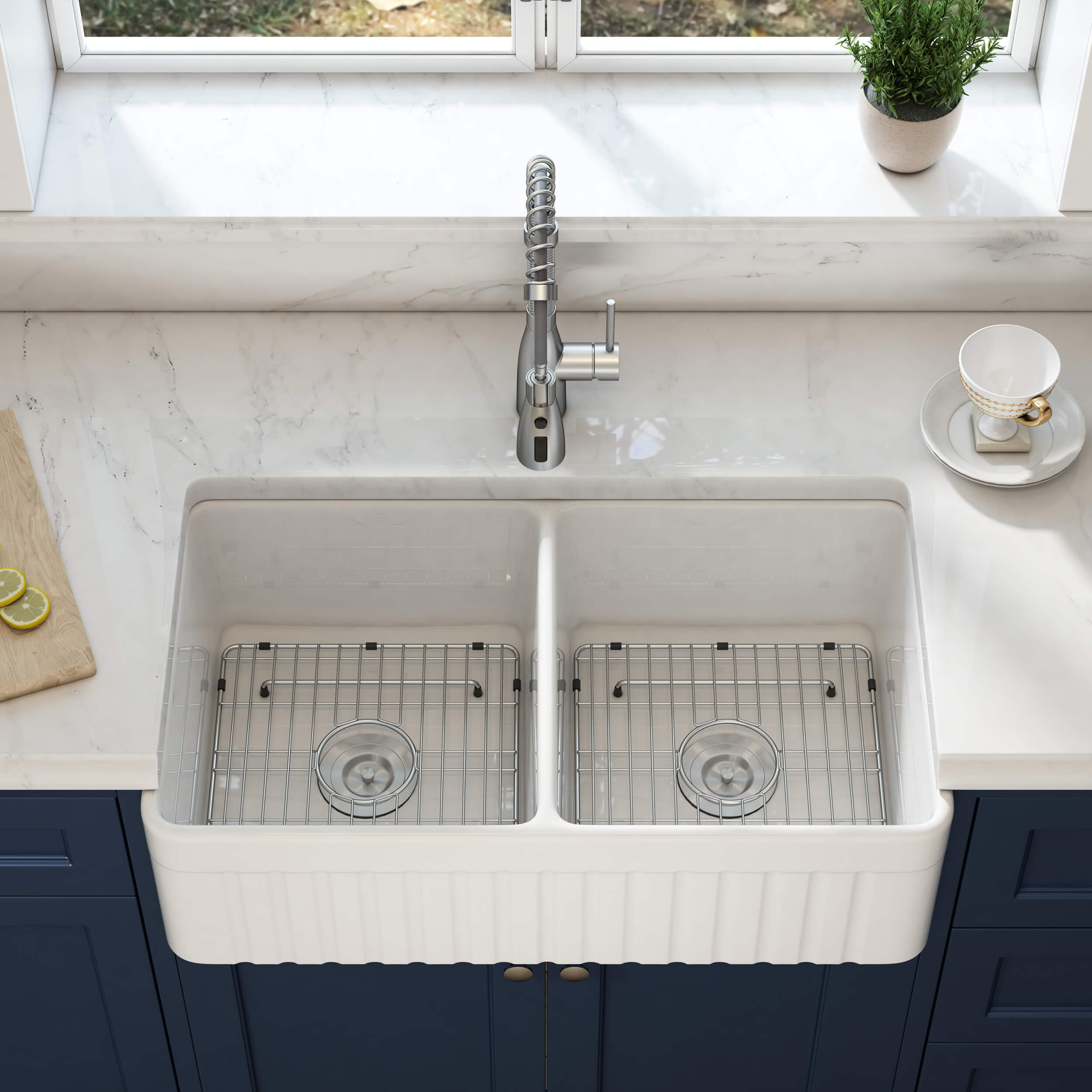 Pillar 33″ Farmhouse Kitchen Fireclay Sink - K2-DF33PI view 5