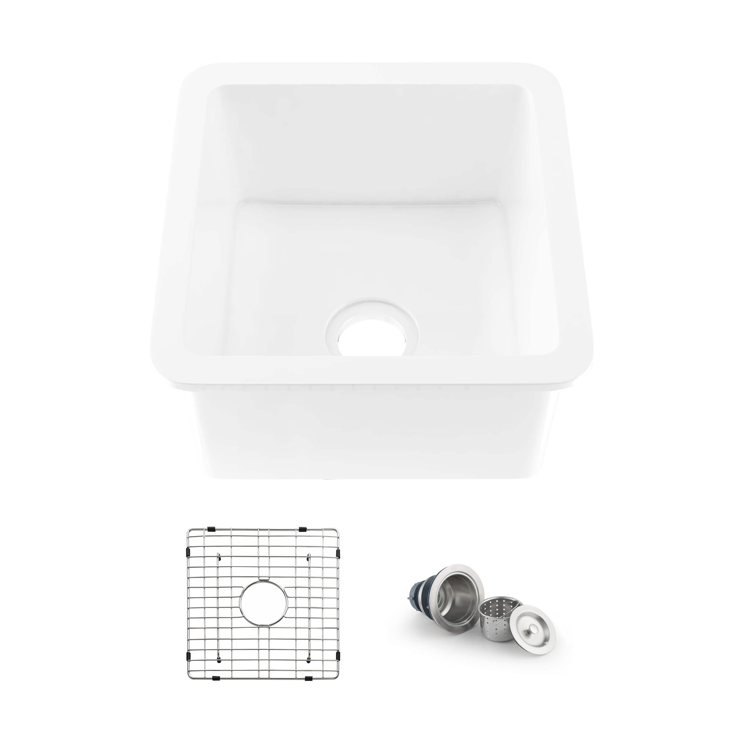Cubic 18″ Drop-In/Undermount Kitchen Fireclay Sink - K2-S18SQ view 1