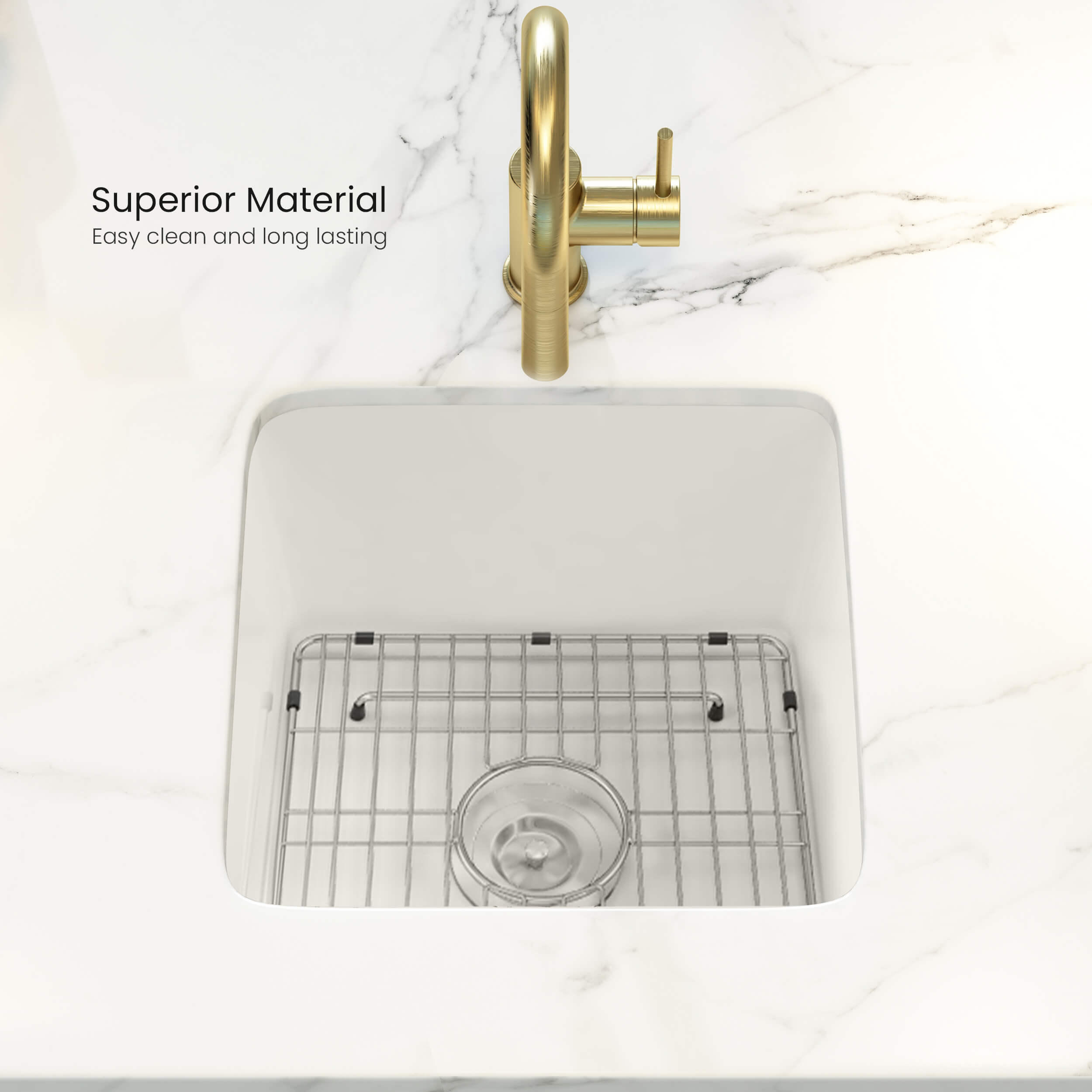 Cubic 18″ Drop-In/Undermount Kitchen Fireclay Sink - K2-S18SQ view 5