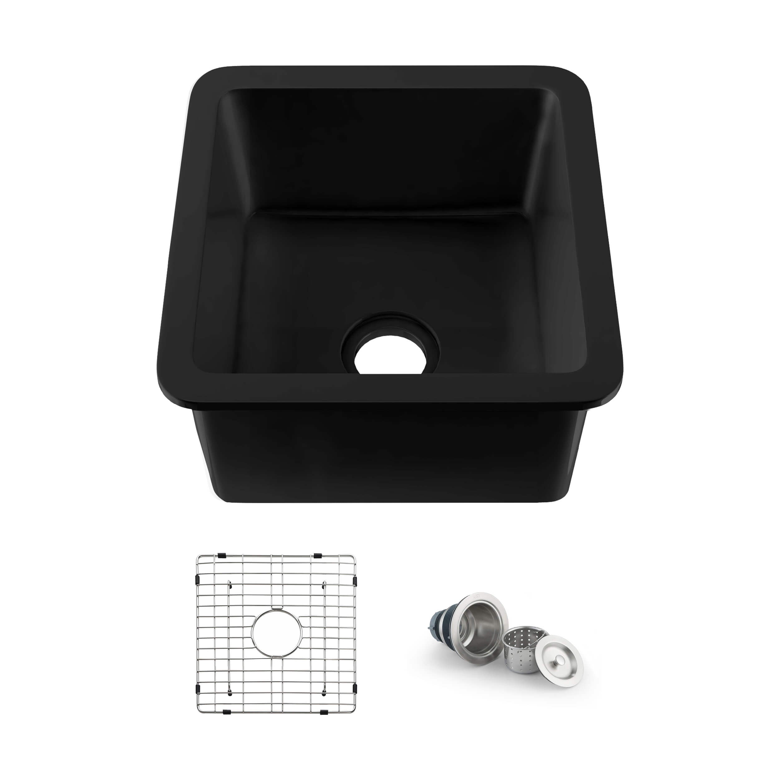 Pure 18″ Fireclay Kitchen Drop-In/Undermount Single Bowl Sink - K2-S18SQMB view 1