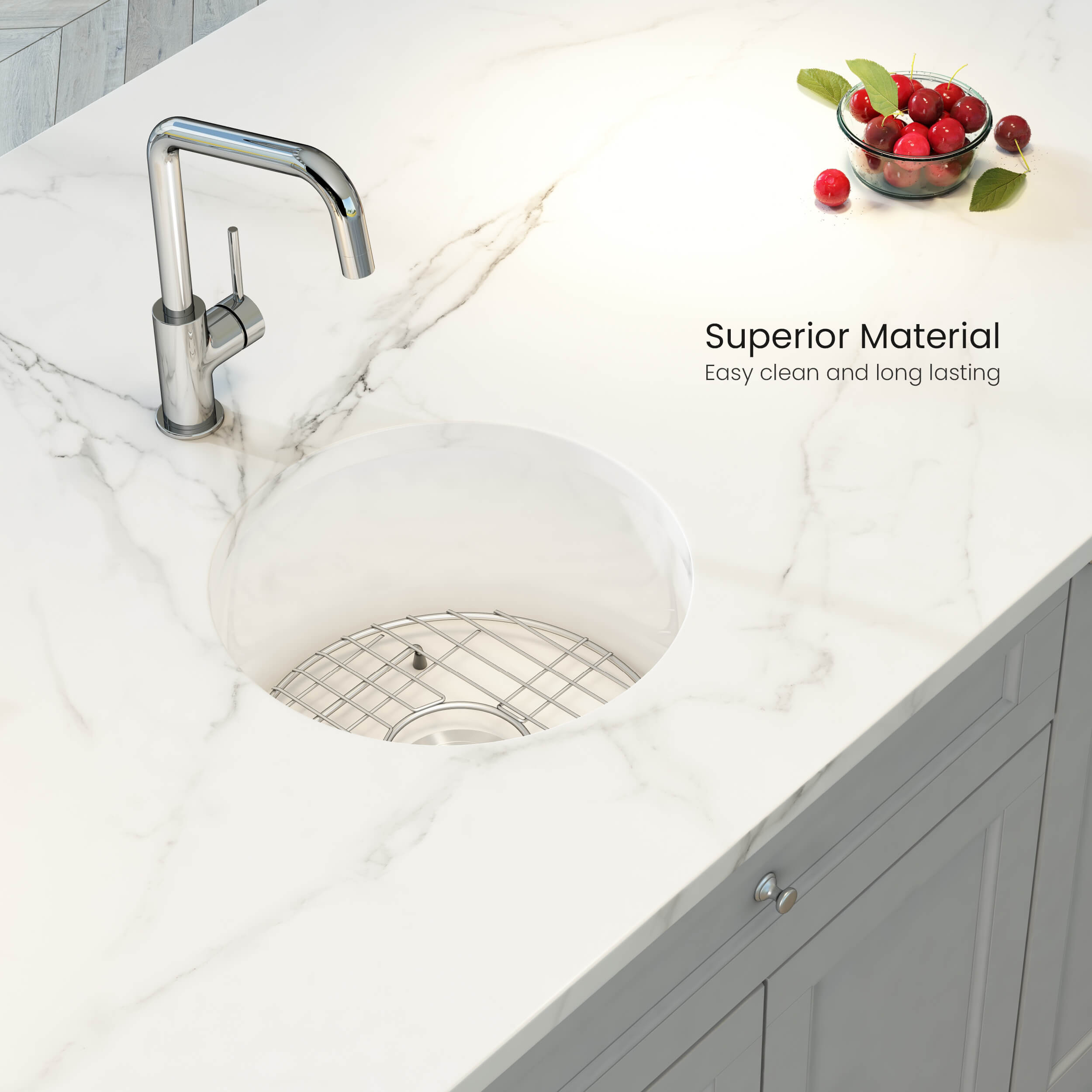 19″ Undermounted Kitchen Fireclay Sink - K2-S19RO view 3