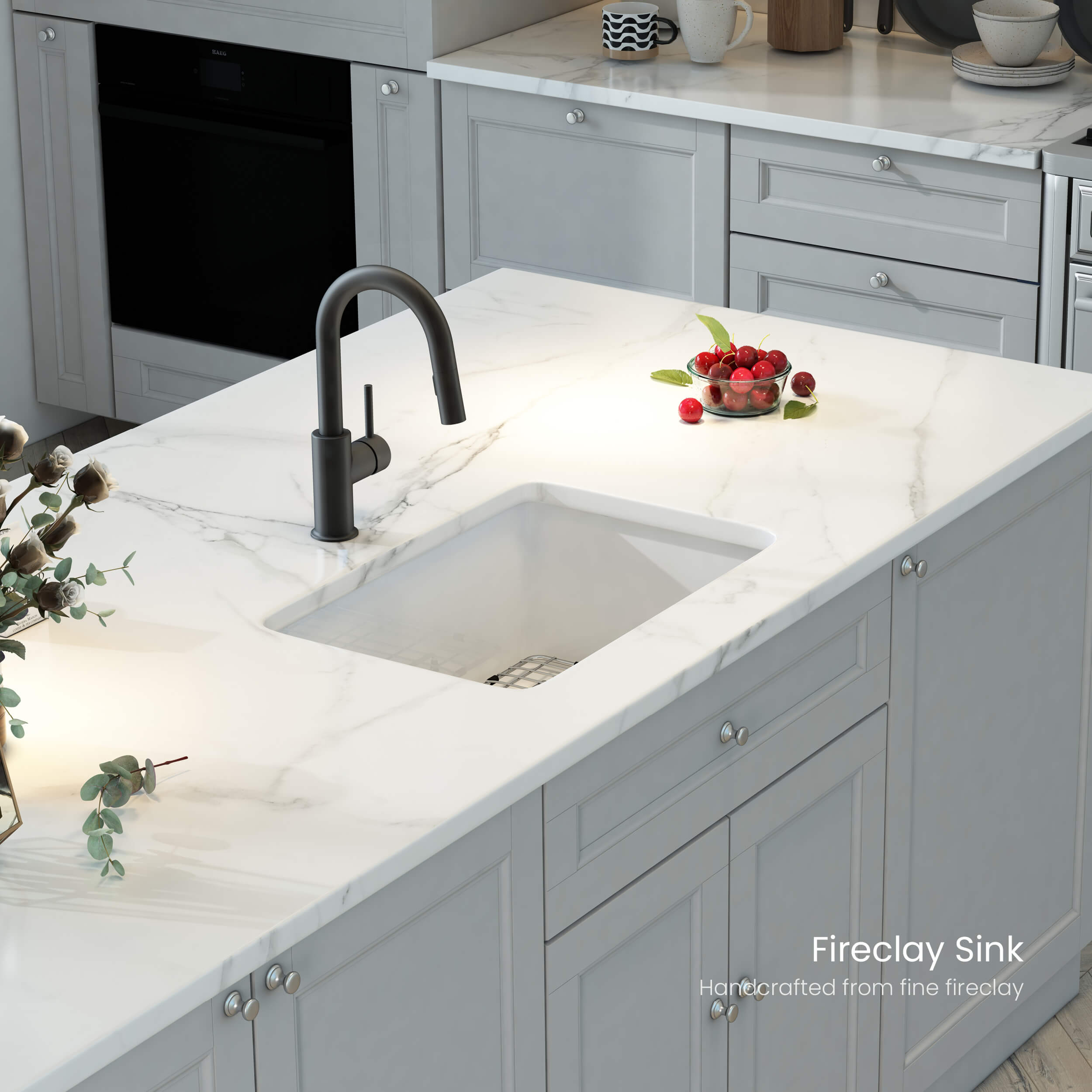 Landis 27″ Fireclay Kitchen Drop-In/Undermount Sink Single Bowl - K2-S27 view 5