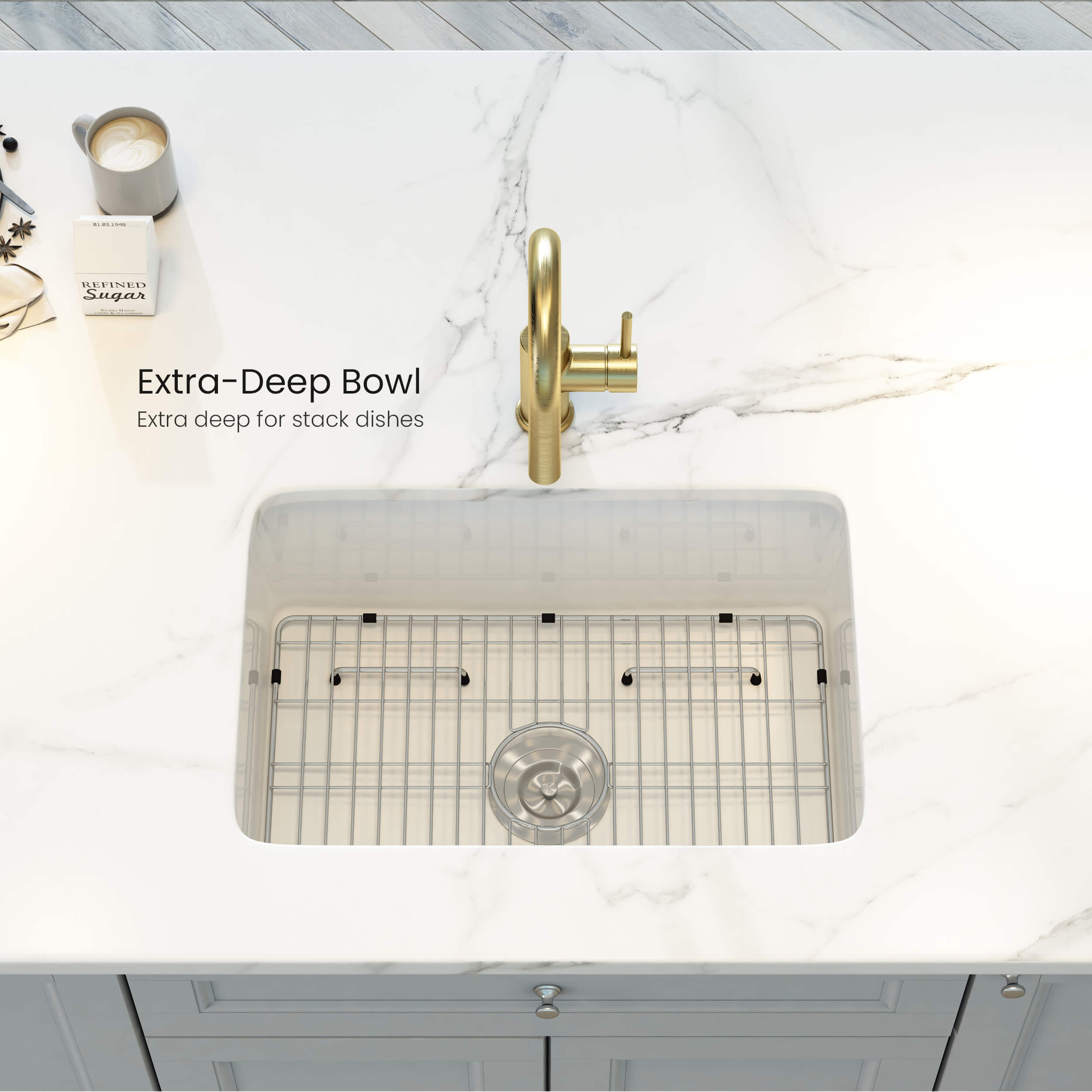 Landis 27″ Fireclay Kitchen Drop-In/Undermount Sink Single Bowl - K2-S27 view 4