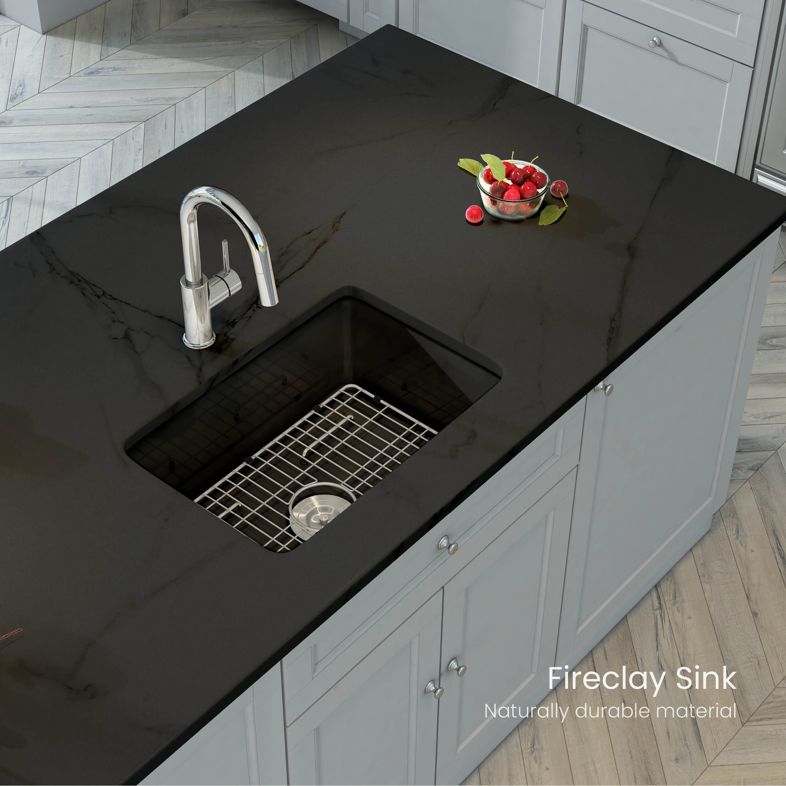 Pure 27″ Fireclay Kitchen Drop-In/Undermount Single Bowl Sink - K2-S27MB view 3