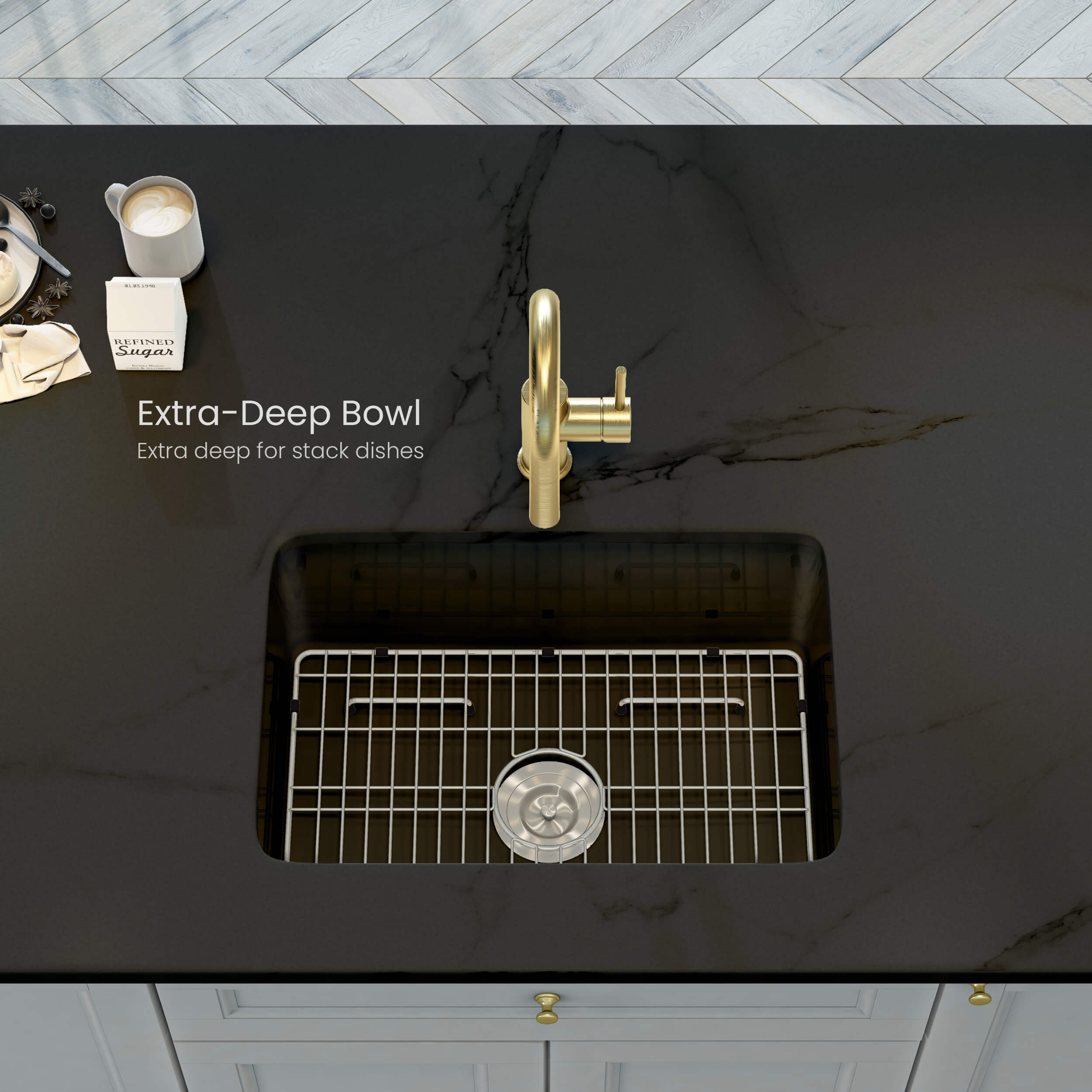 Pure 27″ Fireclay Kitchen Drop-In/Undermount Single Bowl Sink - K2-S27MB view 4