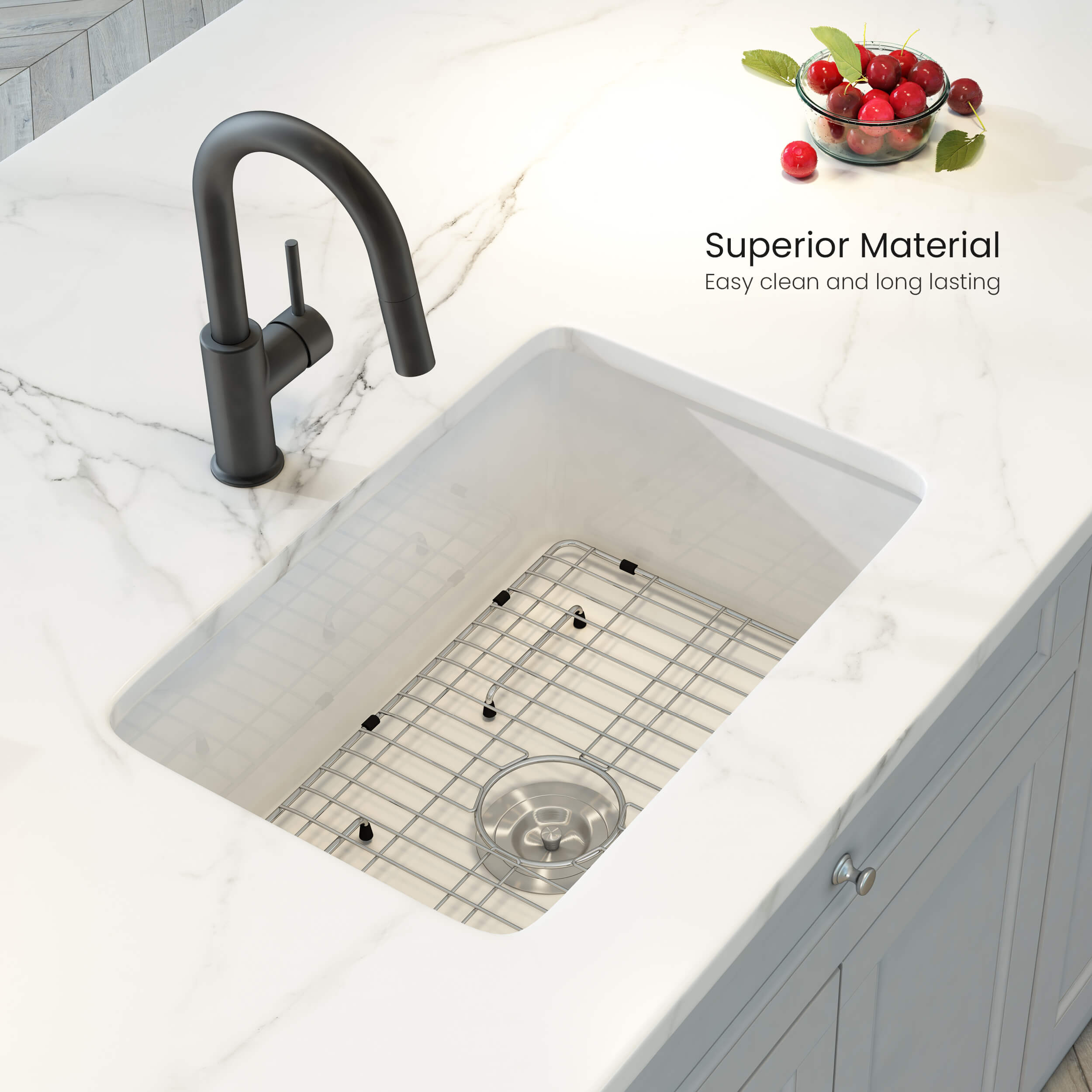 Landis 30″ Fireclay Kitchen Drop-In/Undermount Sink Single Bowl - K2-S30 view 3