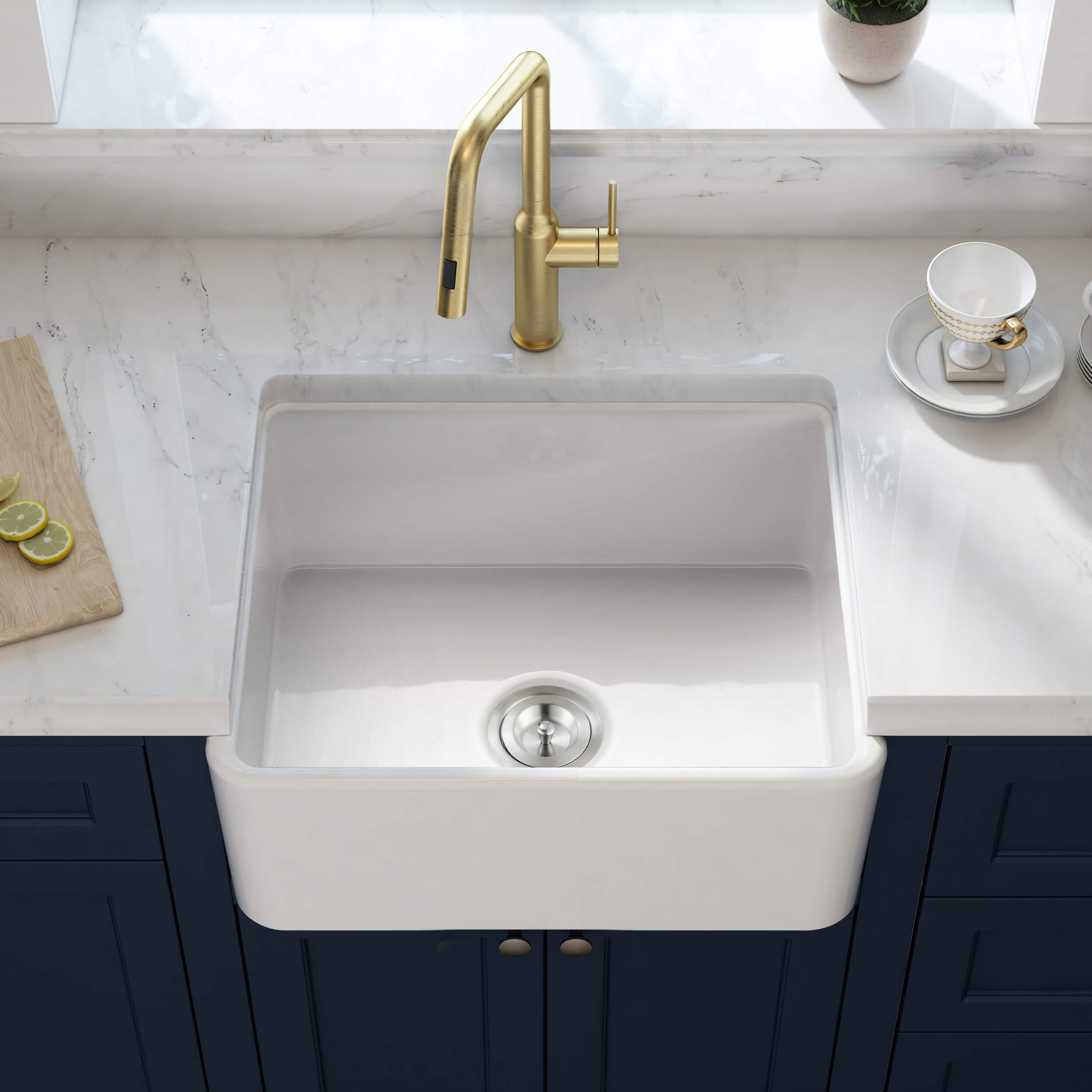 Pure 24″ Fireclay Kitchen Farmhouse Sink Single Bowl - K2-SF24 view 2