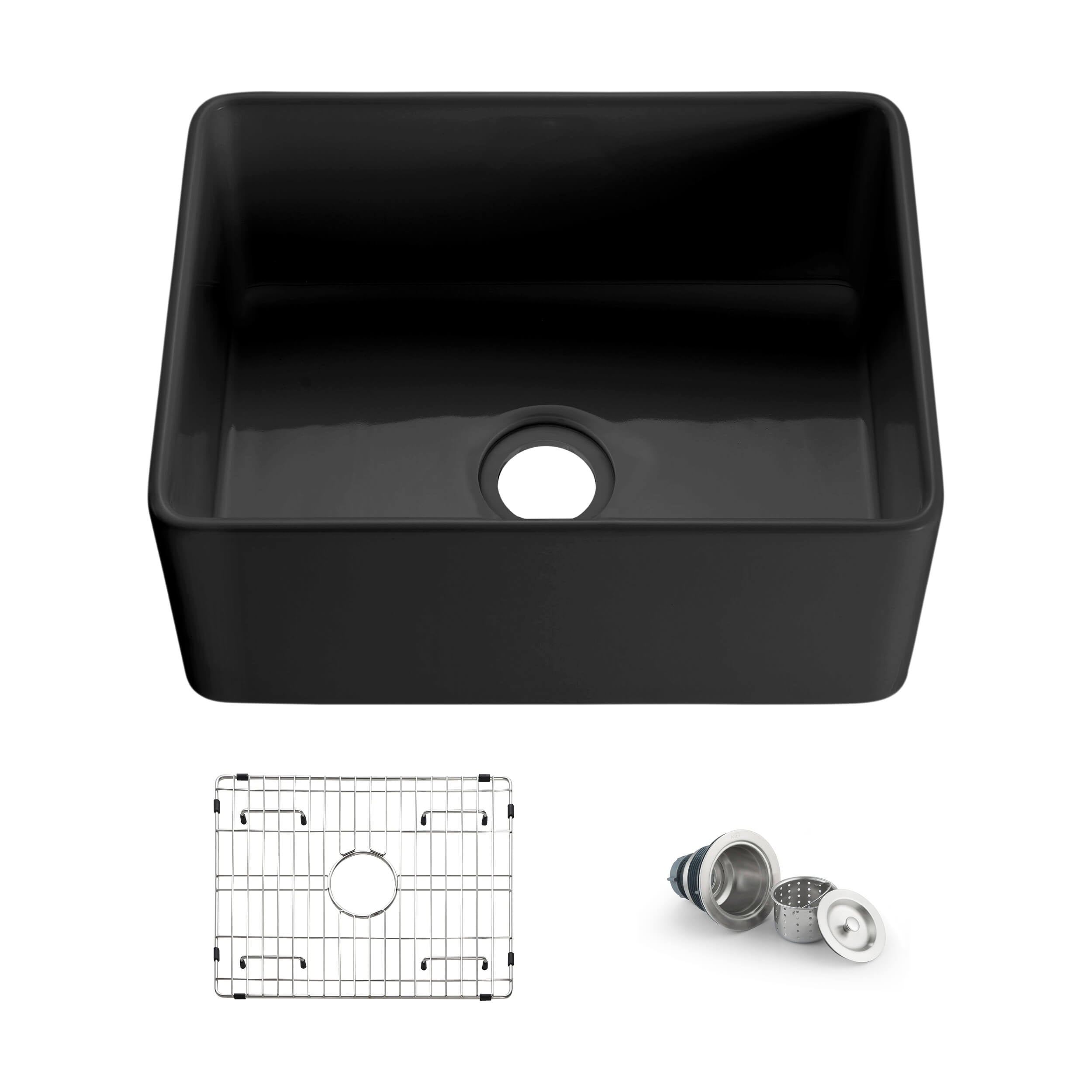 Pure 24″ Fireclay Kitchen Farmhouse Apron Front Single Bowl Sink - K2-SF24MB view 1