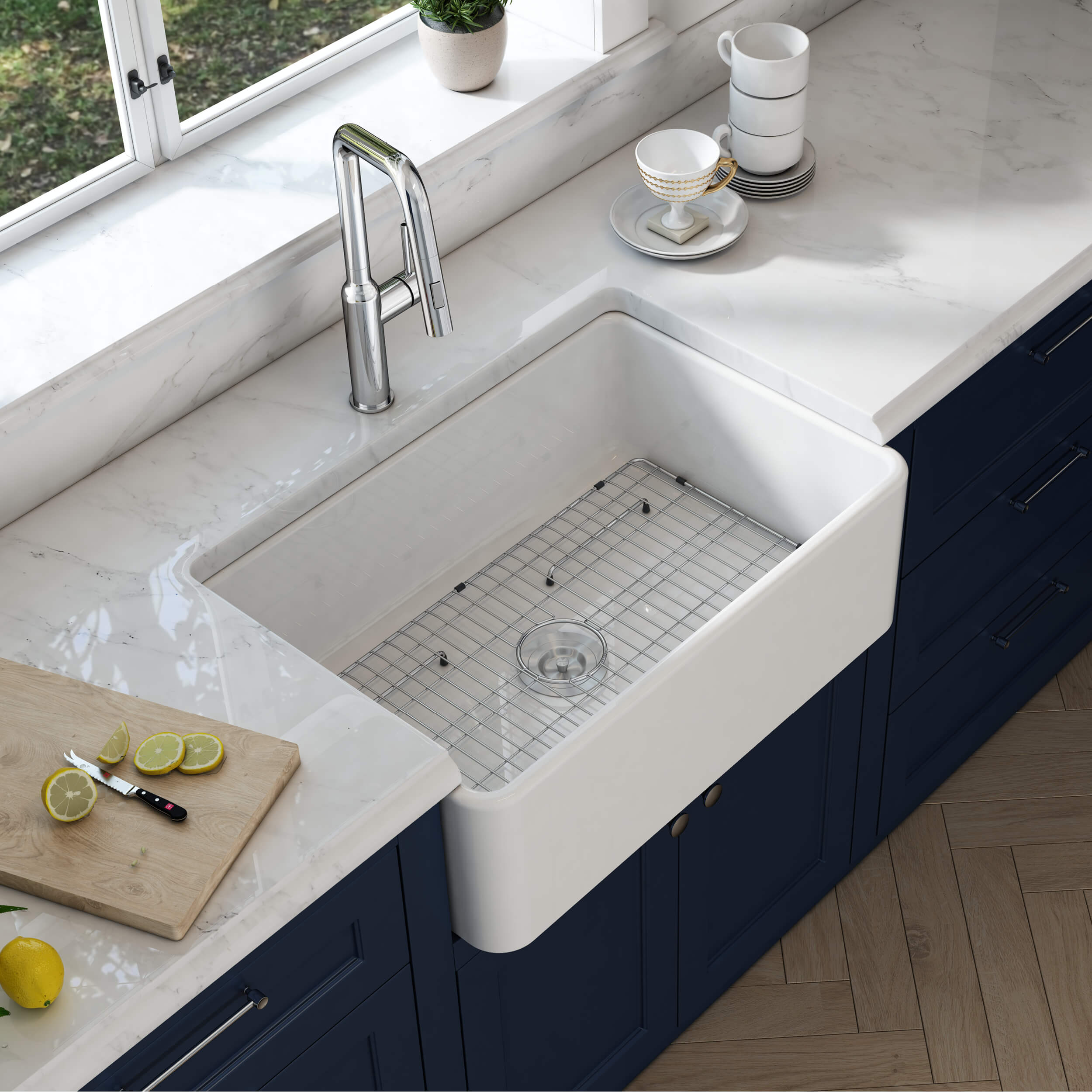 Pure 30″ Farmhouse Kitchen Fireclay Sink - K2-SF30 view 2