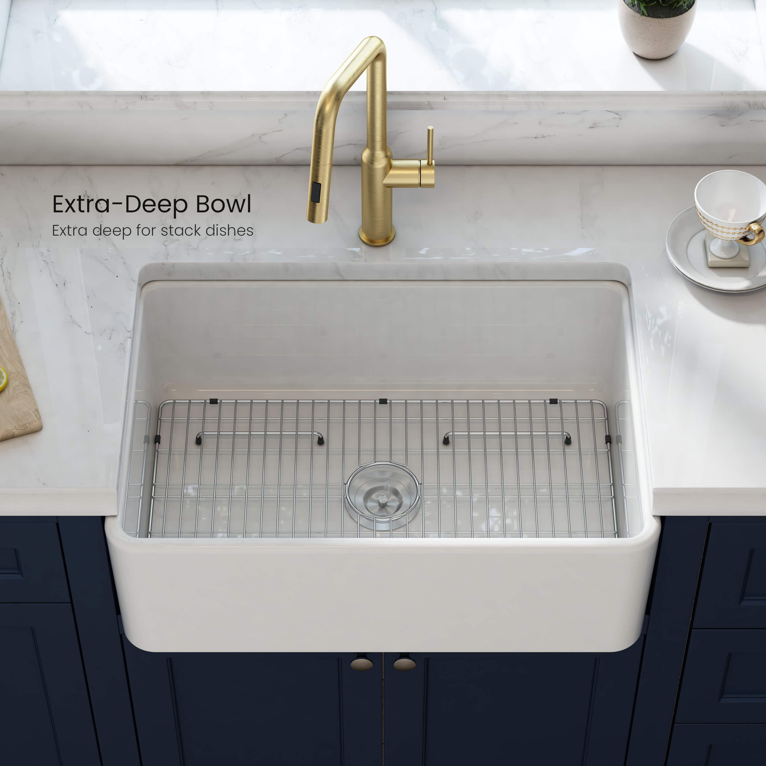 Pure 30″ Farmhouse Kitchen Fireclay Sink - K2-SF30 view 4