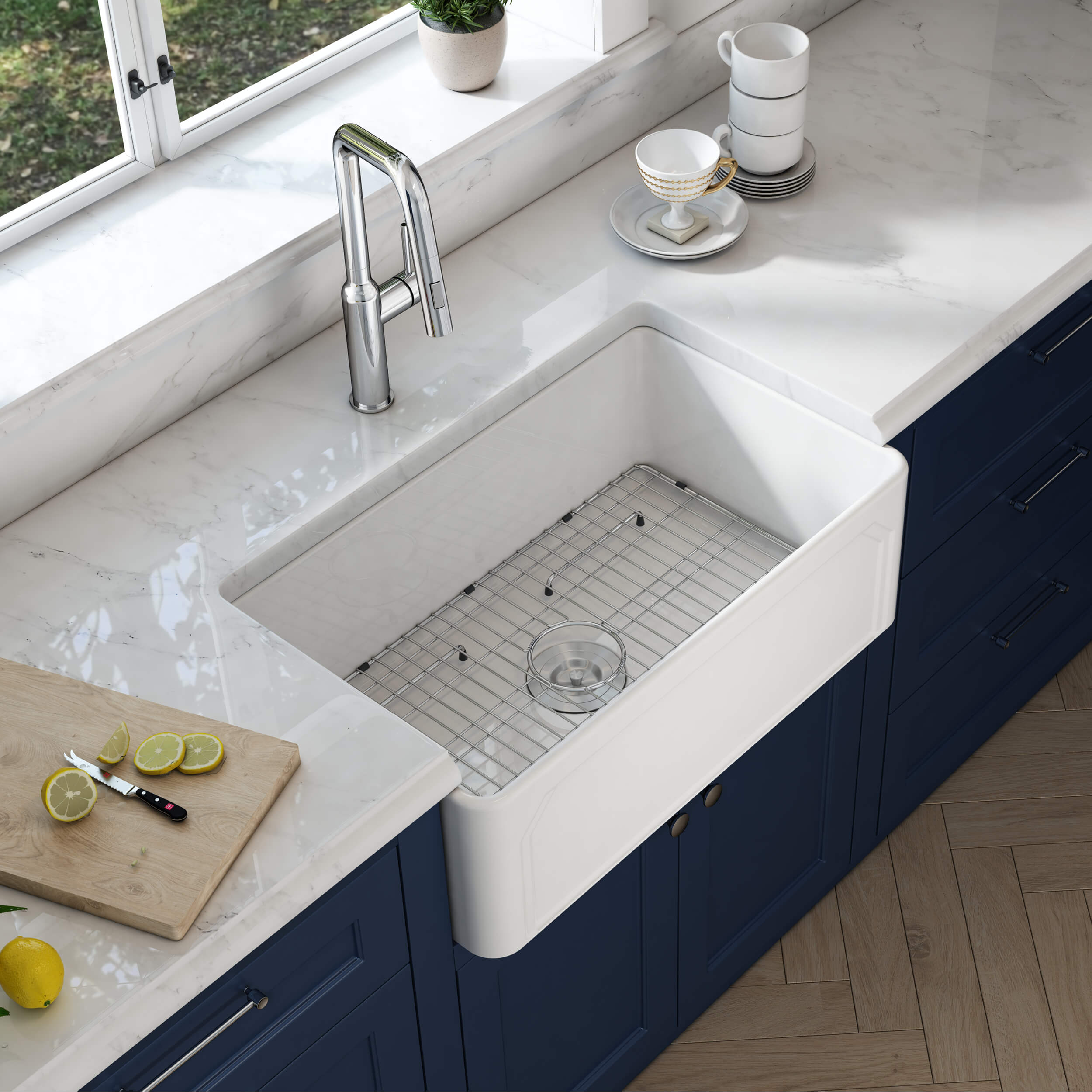 Arch 30″ Farmhouse Kitchen Fireclay Sink - K2-SF30AR view 2