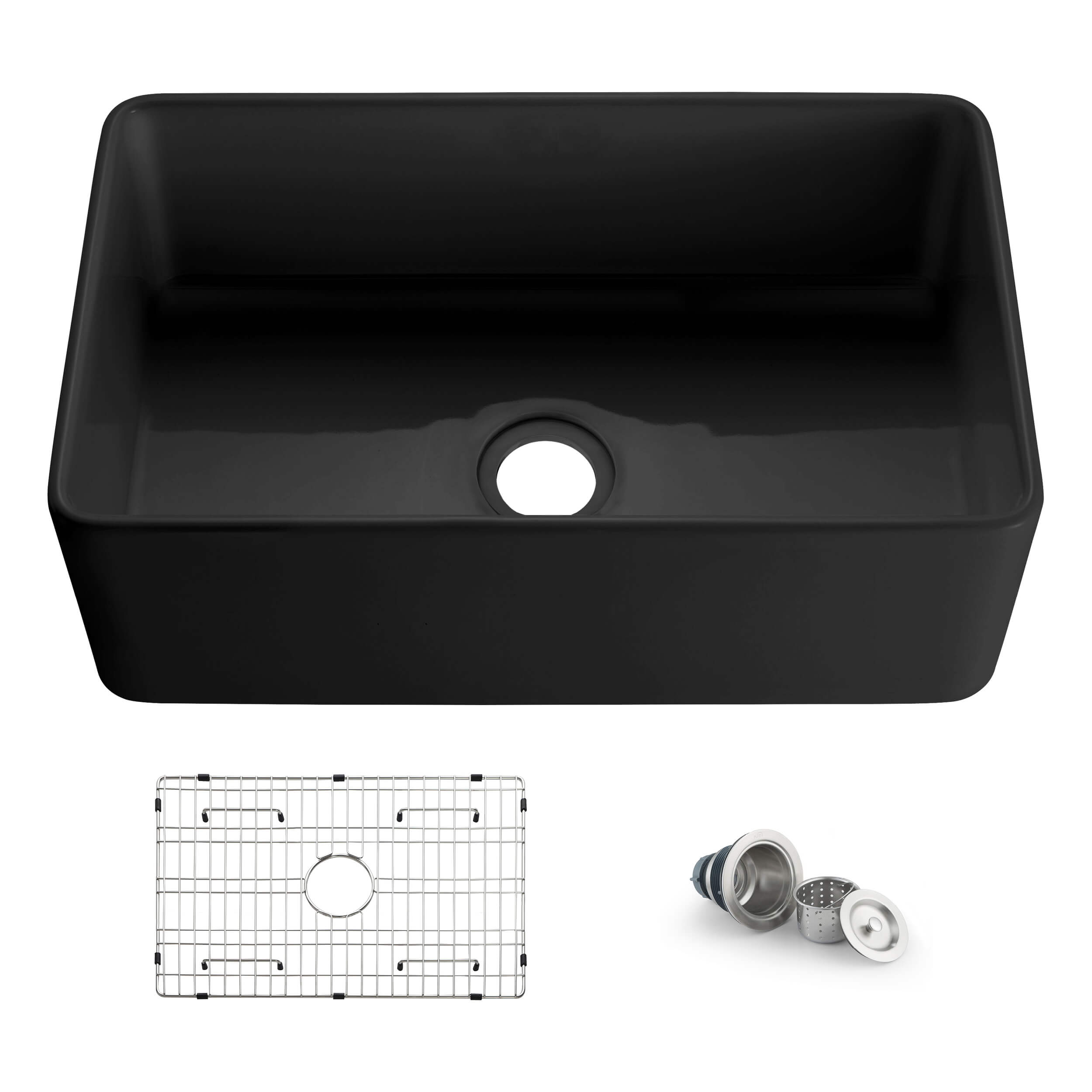 Pure 30″ Fireclay Kitchen Farmhouse Apron Front Single Bowl Sink - K2-SF30MB view 1